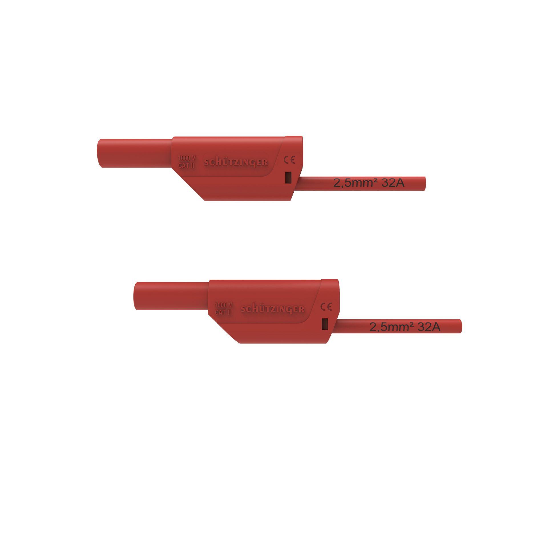 Safety connecting cable ø 4mm, 2.5mm2, 150cm, red