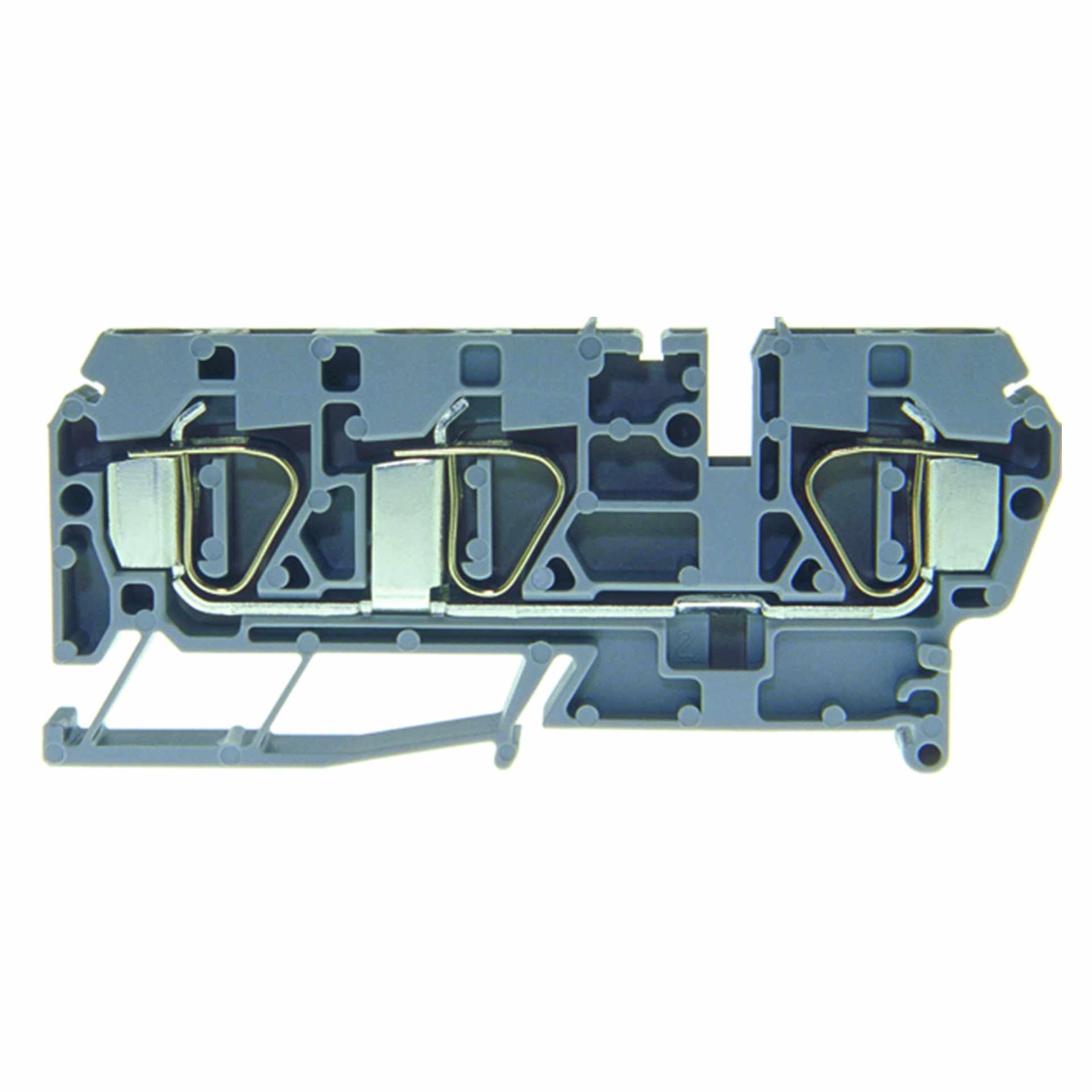 Tension clamp terminal DIN35 6mm², 3-conductor, grey