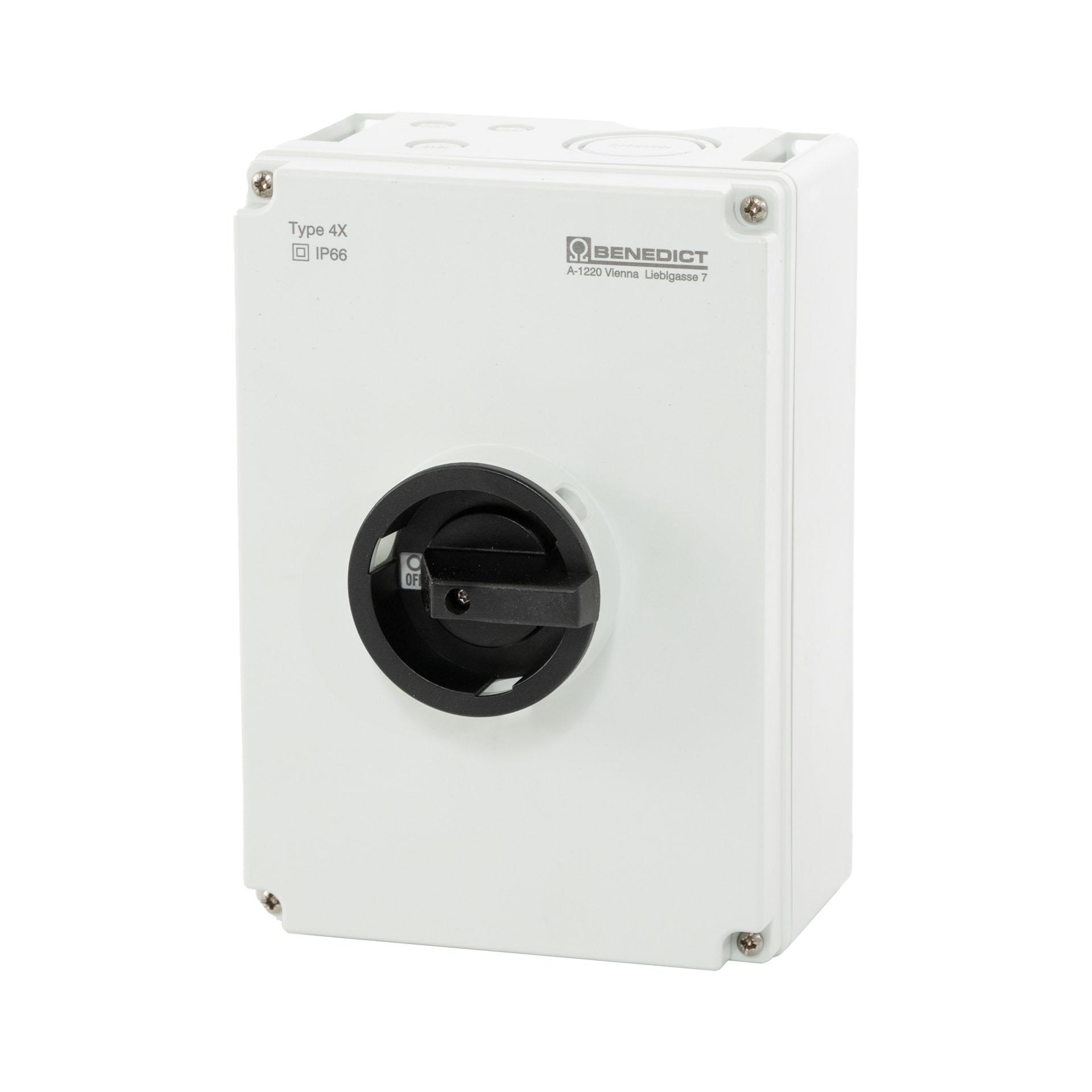 Surface-mounted main switch 4-pole 80A, large housing, 22 kW