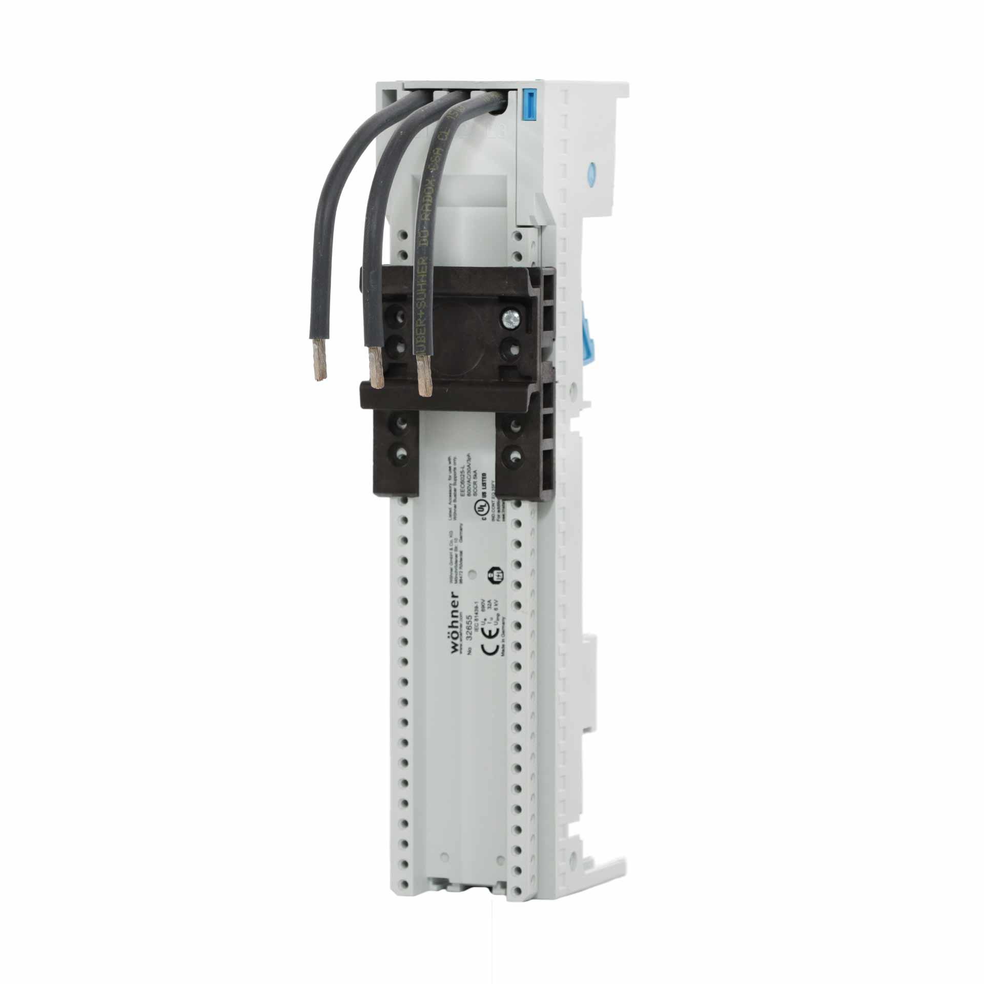 3P busbar adapter 32A, 1T with removable top section, 45x200mm