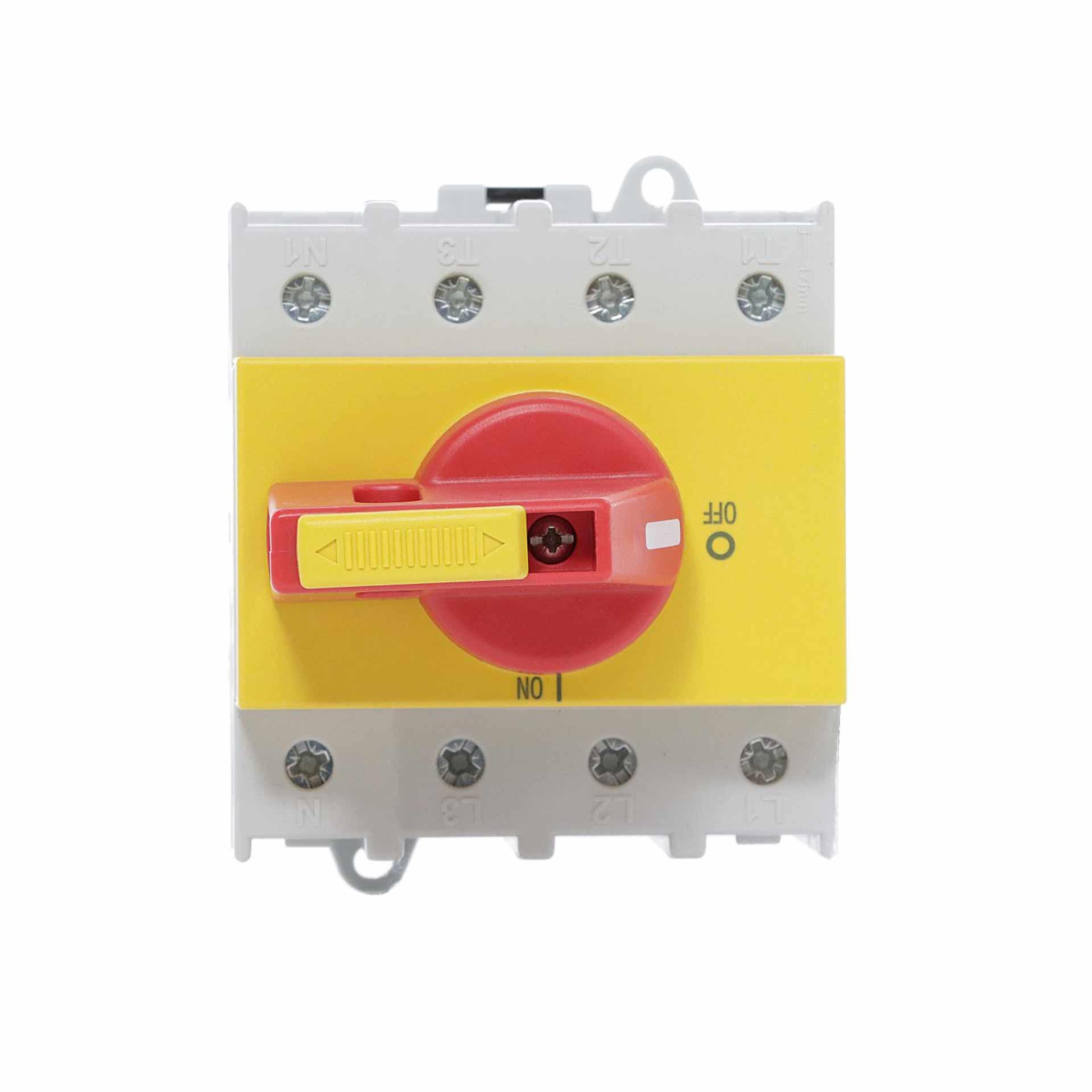 Interrupteur sectionneur ARRÊT D'URGENCE avec dispositif de verrouillage, 4P, 125A, 45kW