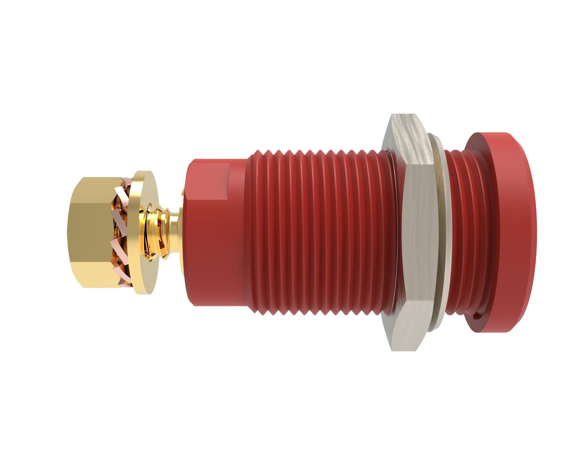 Jack da pannello di sicurezza ø 4 mm, connessione a vite, rosso, contatti placcati oro