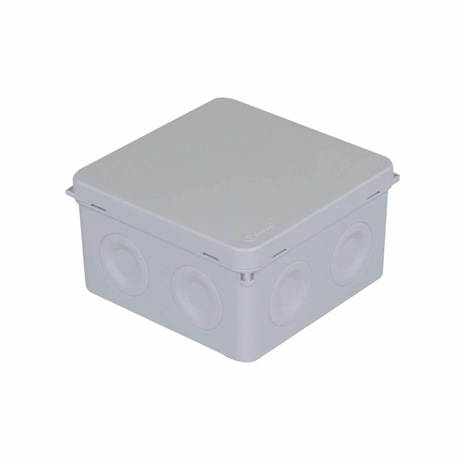 AP-Abzweigdose 90x90x55mm, IP55, Klickdeckel, elastische Membranmanschetten, halogenfrei