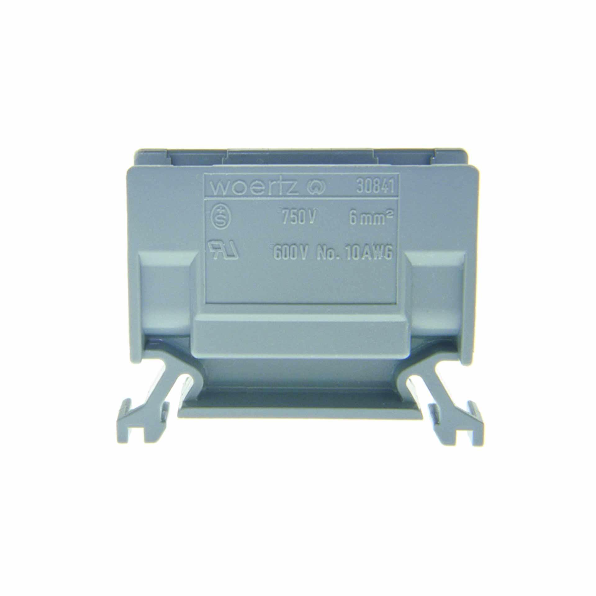 Branch terminal DIN35 6mm², 2-conductor, grey