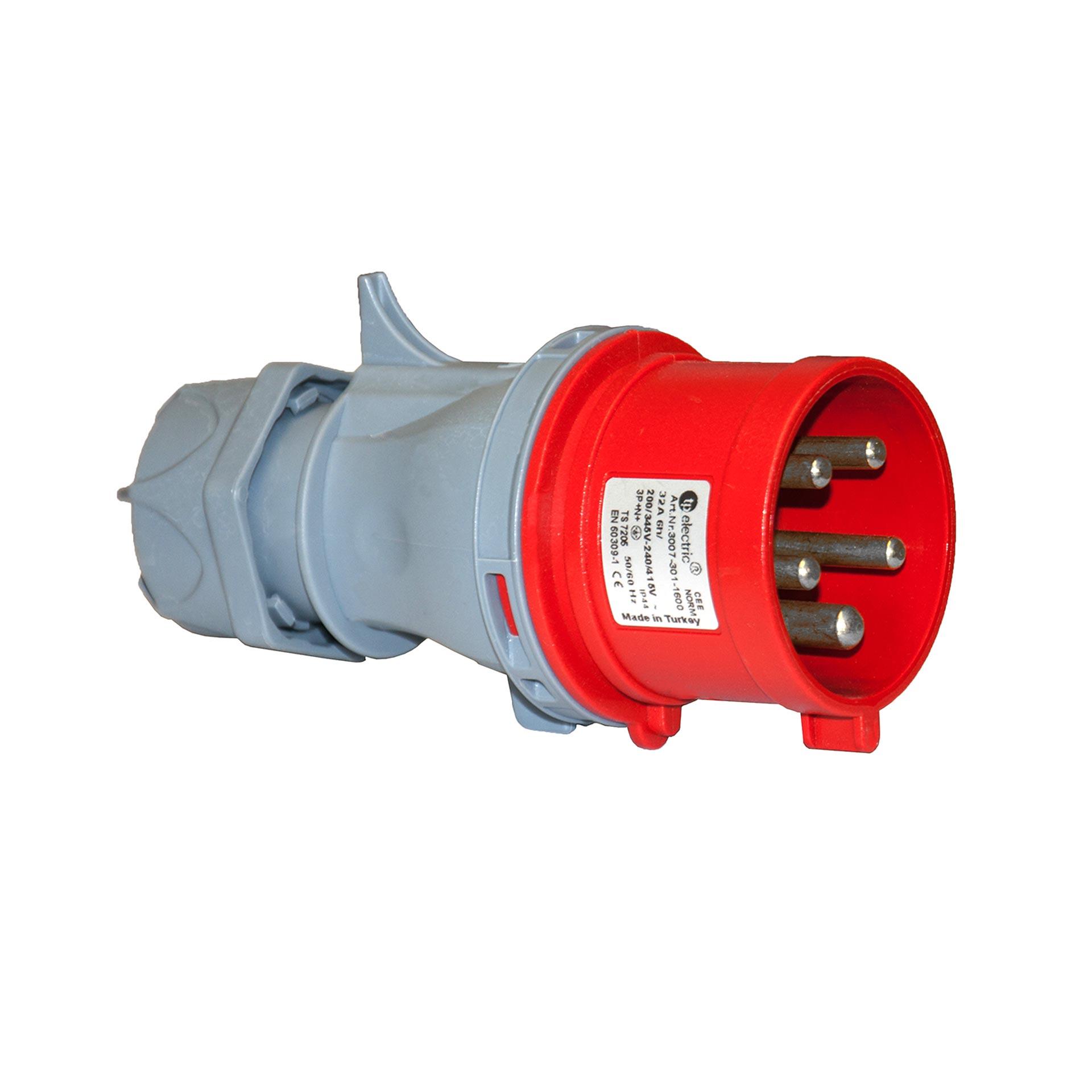Spina rapida CEE 32A 5P 6h, 3PNE 400V, contatti nichelati, sistema Quick Connect brevettato