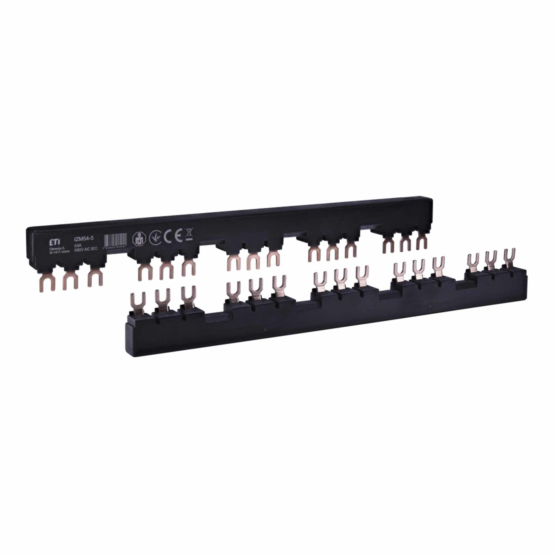 Insulated forked phase busbar IZM54-5, 10 mm², 63A, for motor-protective circuit-breaker MPCB, MPE25, MSPO, MS25