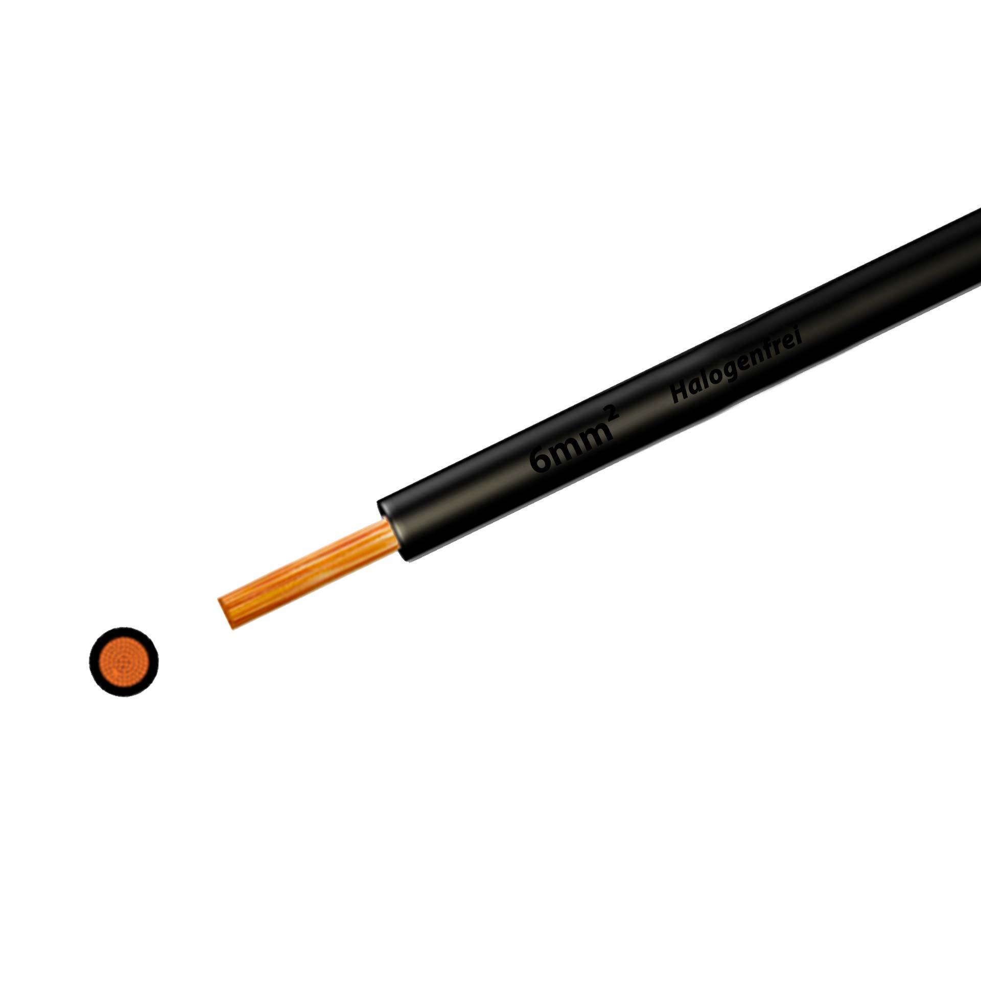 Halogen-free stranded wire 90° C, 750V, 6 mm2, black (RAL 9005), on plastic reel