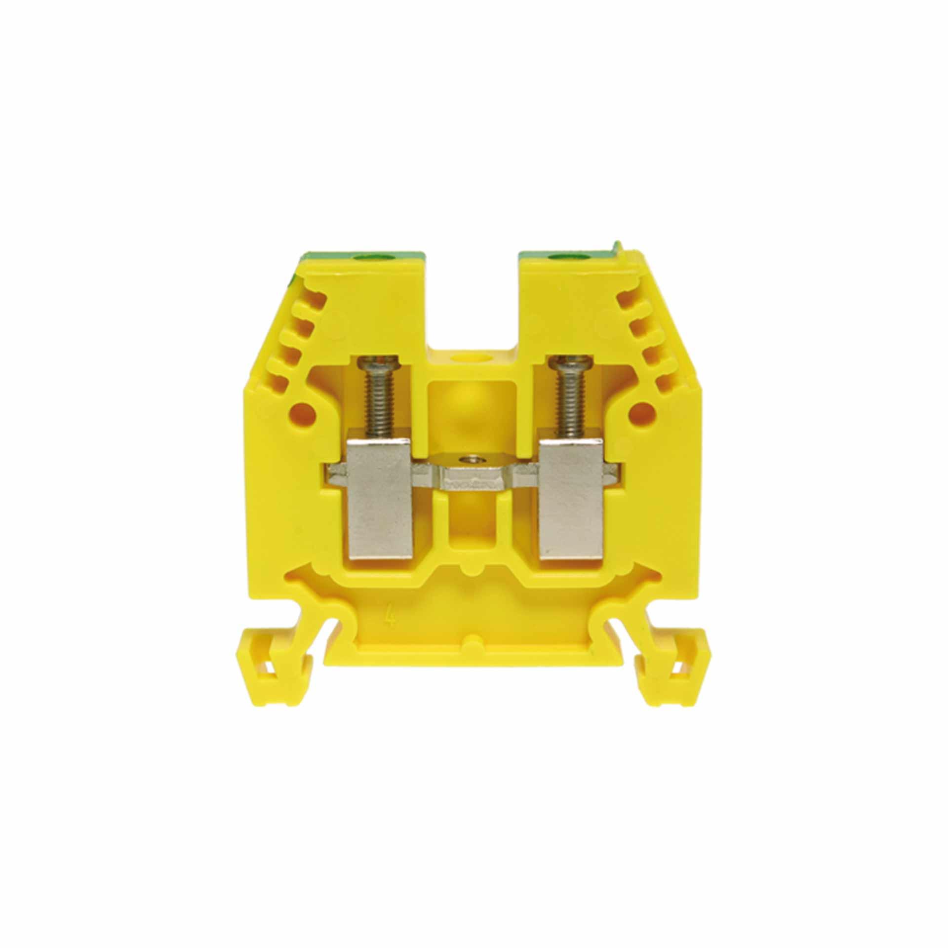 DIN35 6mm² terminal block, 2-conductor, green-yellow insulated