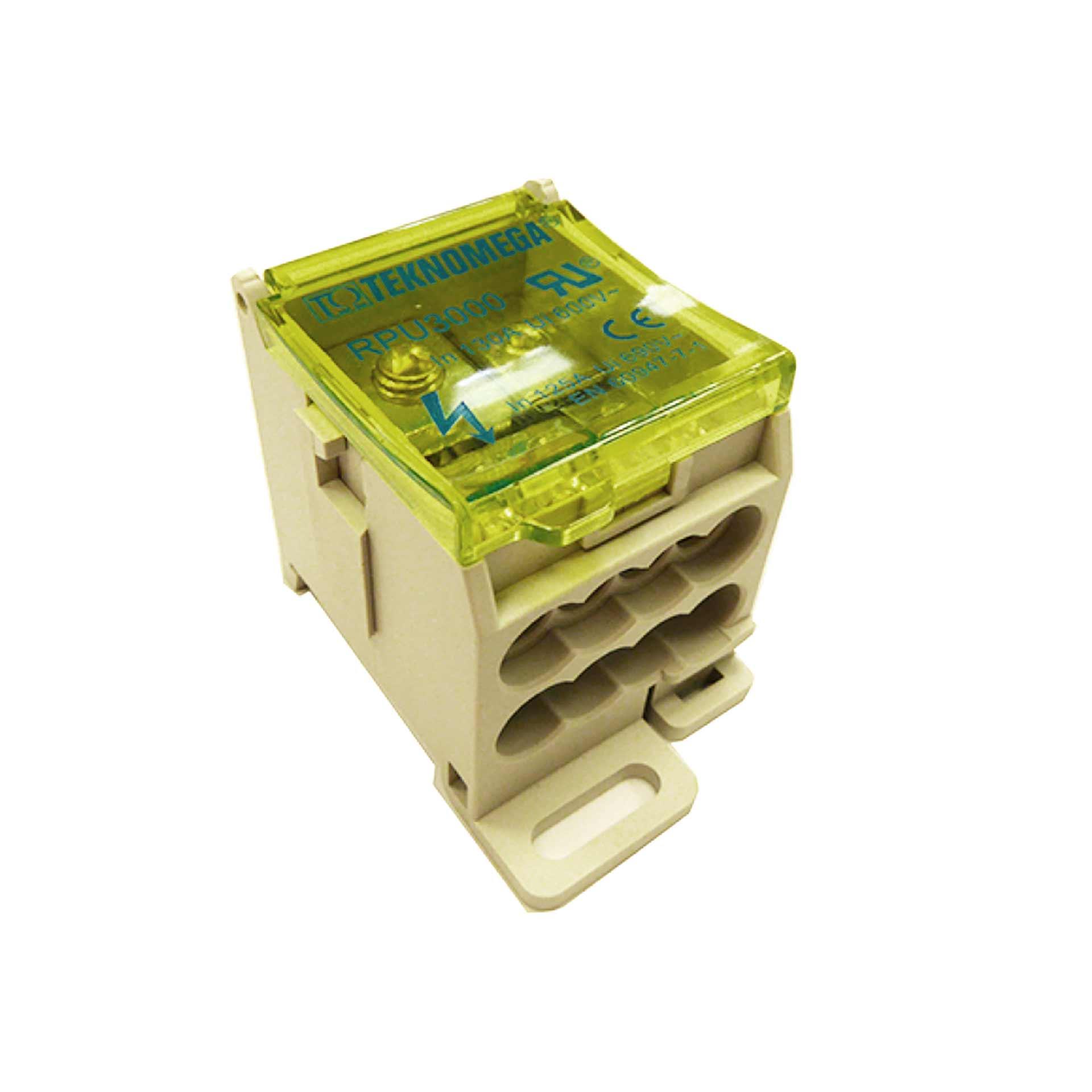 1-phase terminal block 125A 690V, inputs: 1x 10-50mm2, outputs: 1x 6-16mm2, 8x 2.5-16mm2