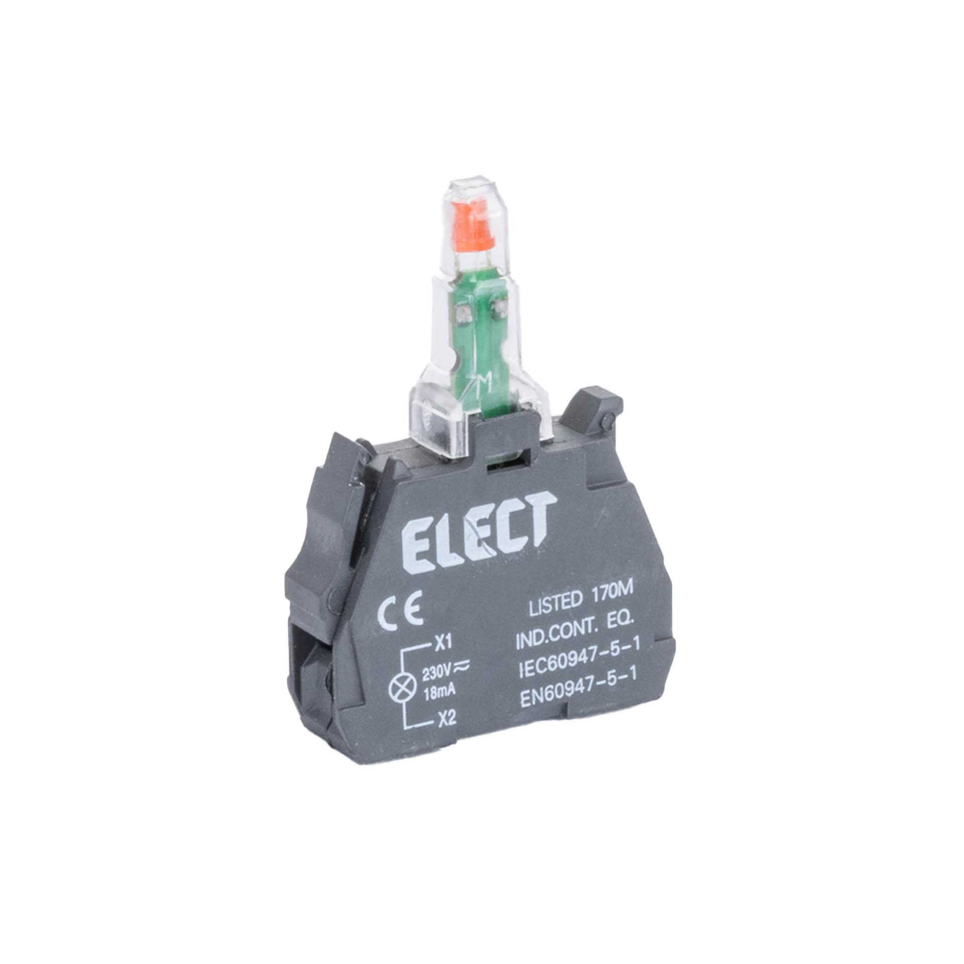 LED-Lampe rot, 230VAC/DC, Ø 22.5mm