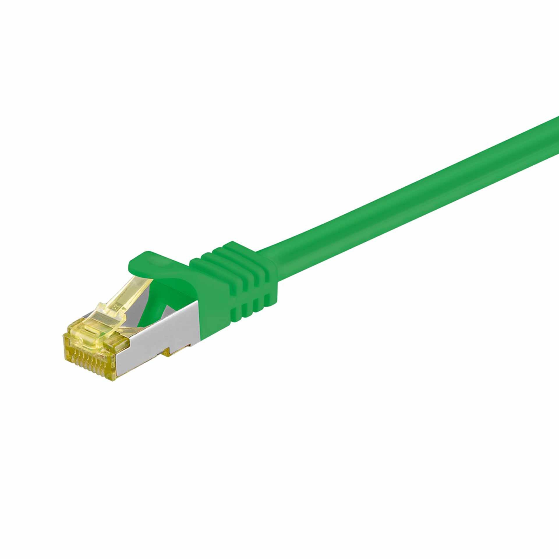 CAT 6A patch cable, S/FTP (PiMF), 15000mm, green, LSZH halogen-free, 500 Mhz, CAT 7 raw cable
