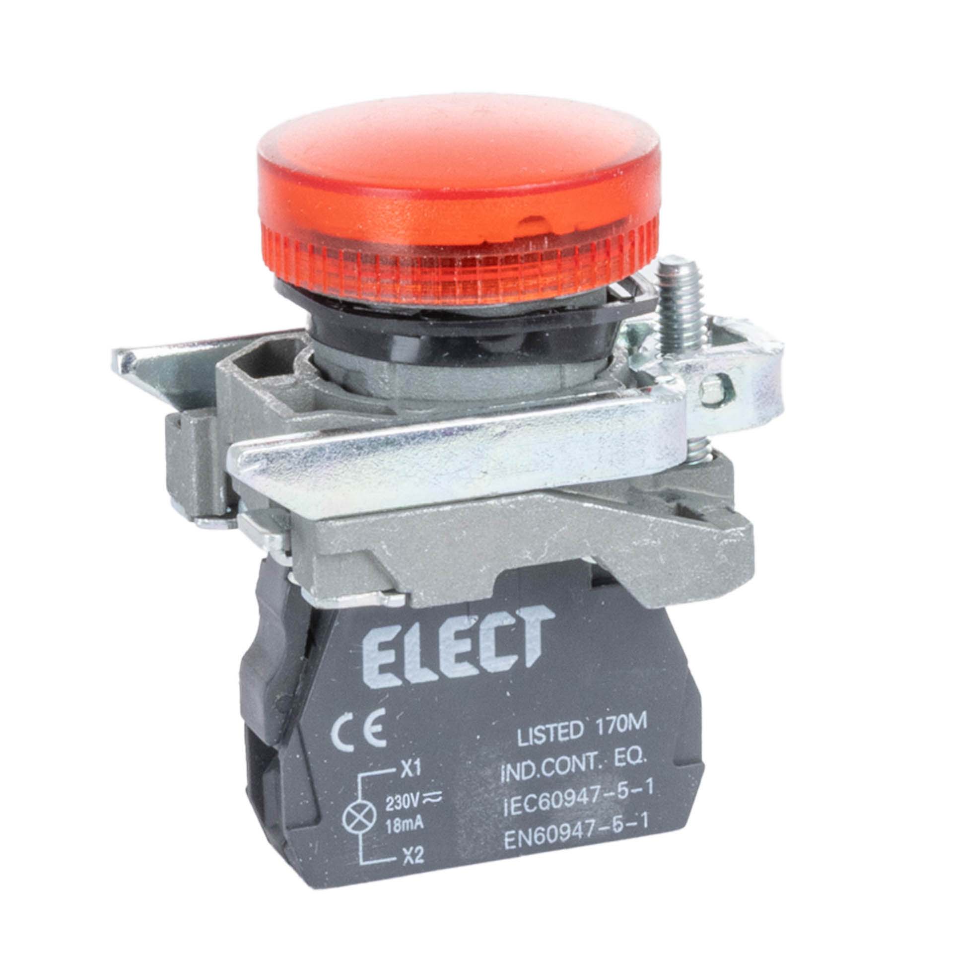 Signallampe rot, 230VAC/DC, Ø 22.5mm, komplett