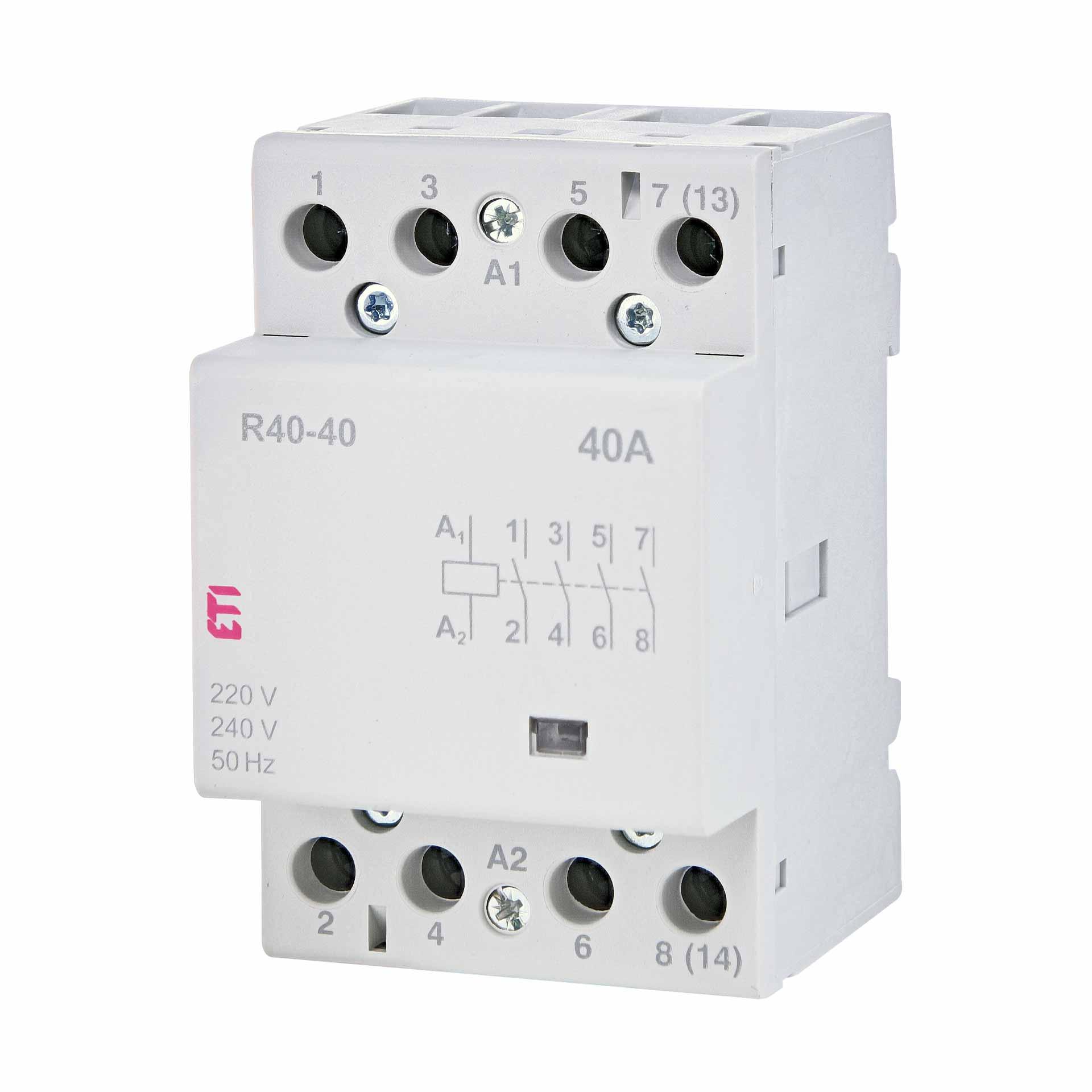 Contattore di installazione a 4 poli, 40A (AC1, 400V), R40-40 230V AC