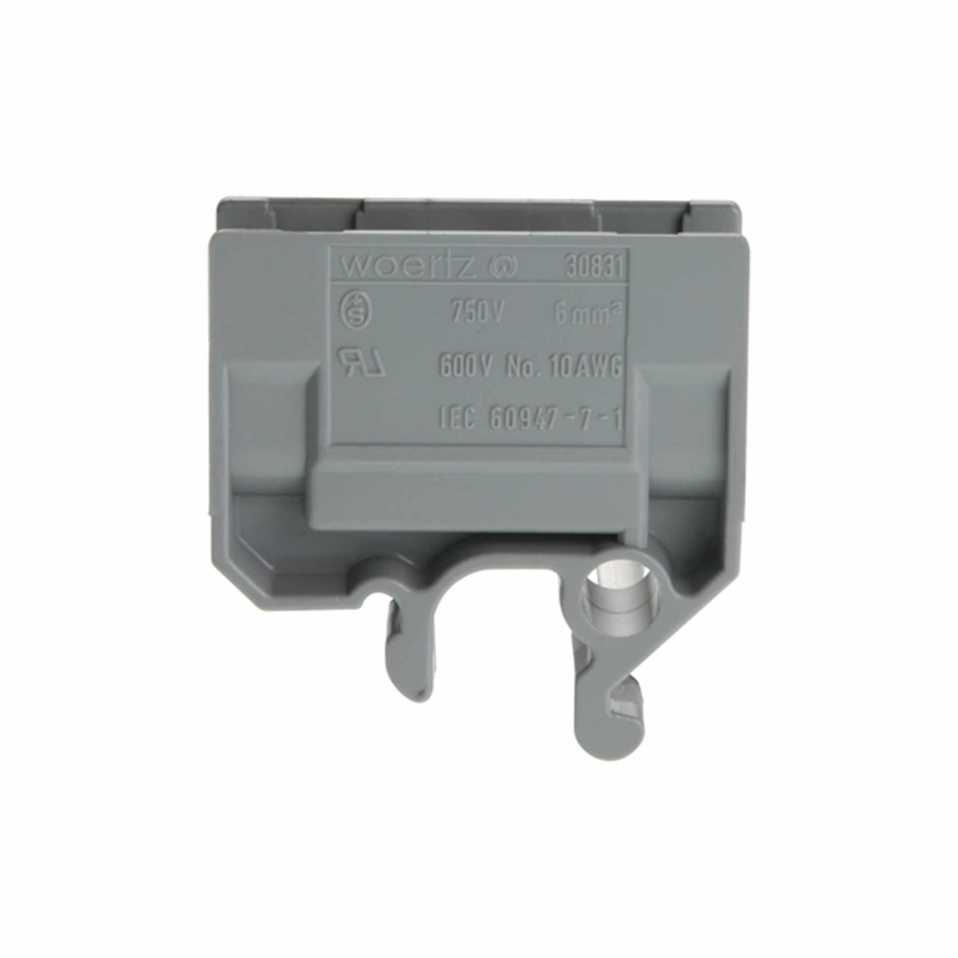 Junction terminal DIN32 6mm², 2-conductor, grey