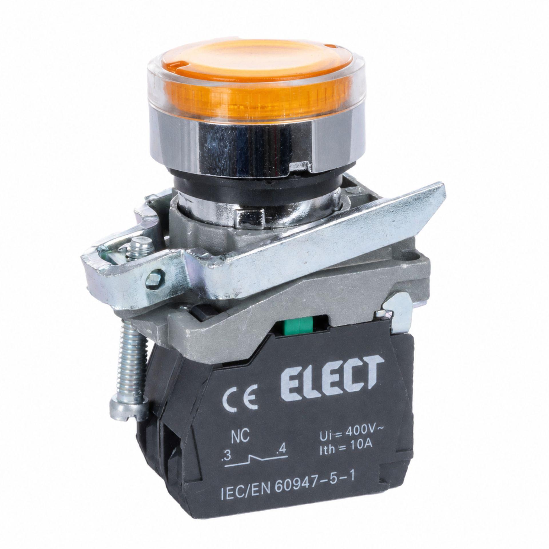Leuchtdrucktaster gelb, 24 VAC/DC, 1NC, Ø 22.5 mm, komplett