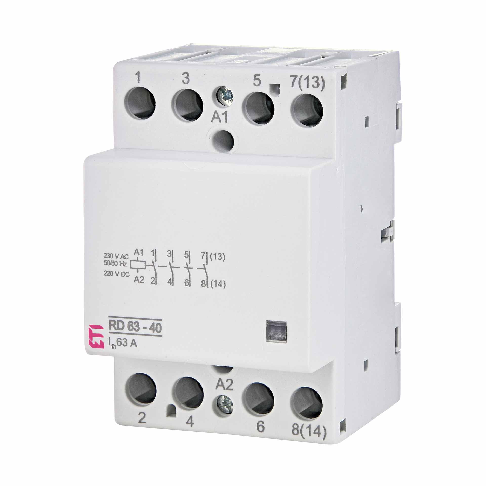 Contacteur 4 pôle, 63A (AC1, 400V), RD63-40 230V AC/DC