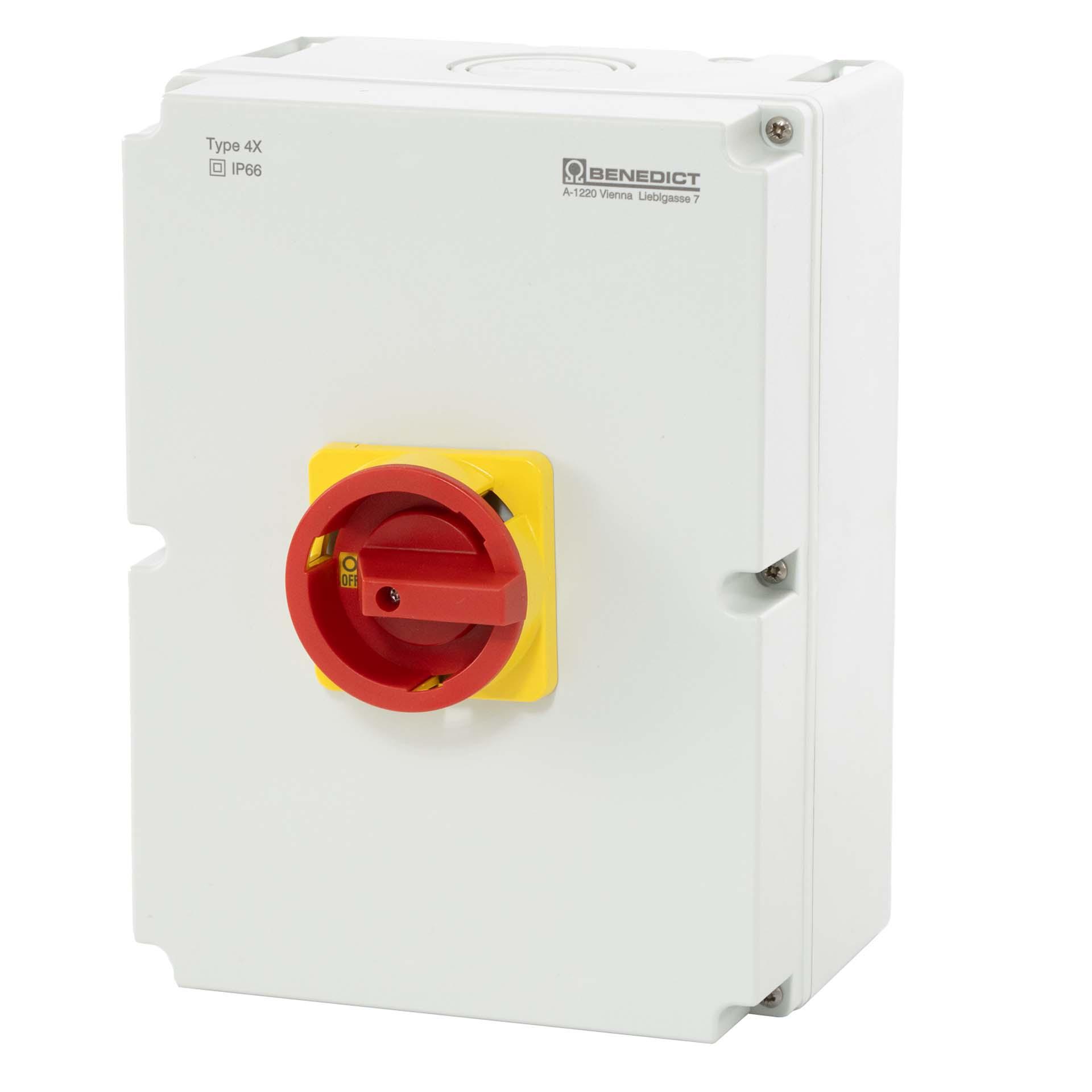 Interrupteur principal AP d'ARRÊT D'URGENCE 4P 80A, PF3 boîtier, M50, 22 kW