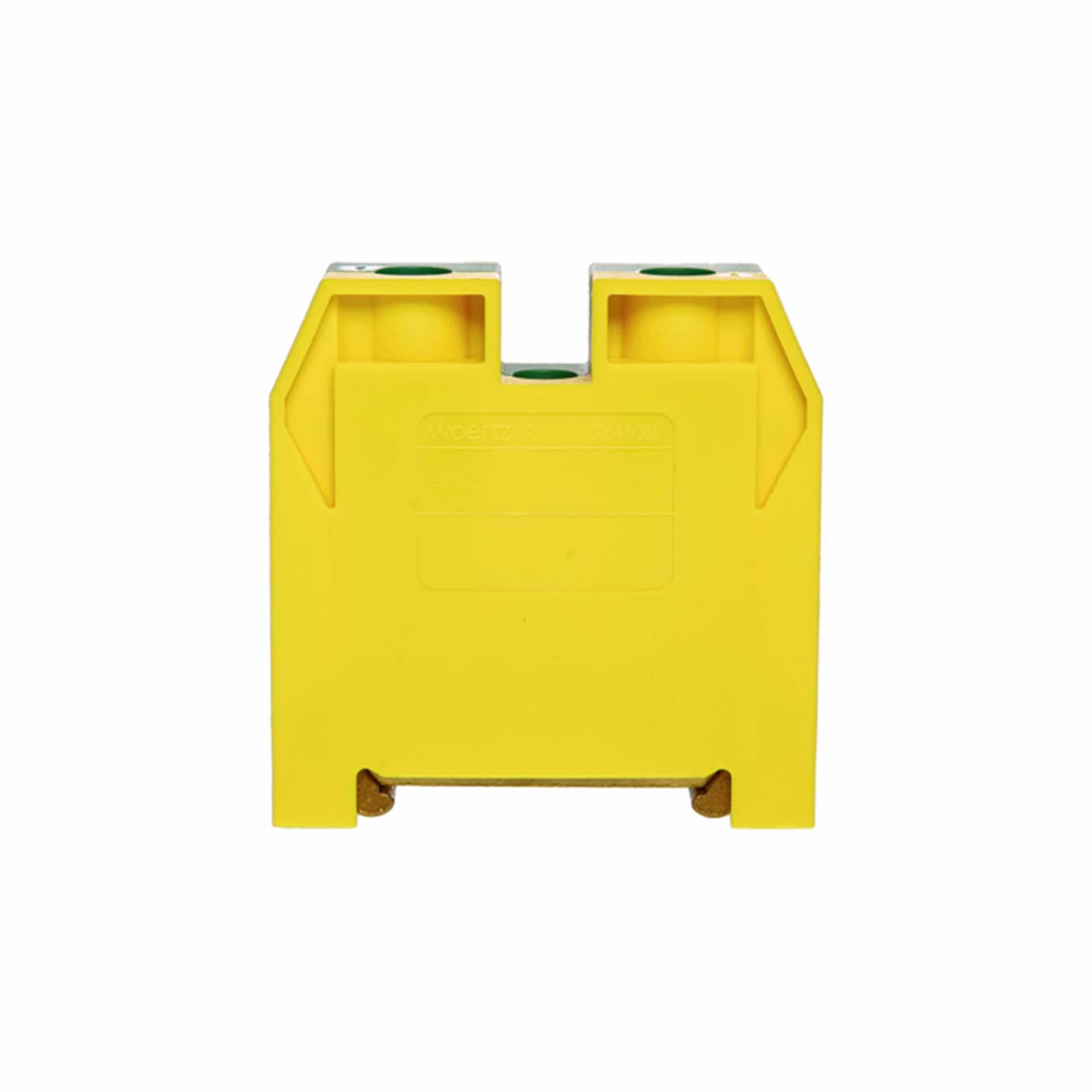 DIN35 35mm² terminal block, 2-conductor, green-yellow insulated