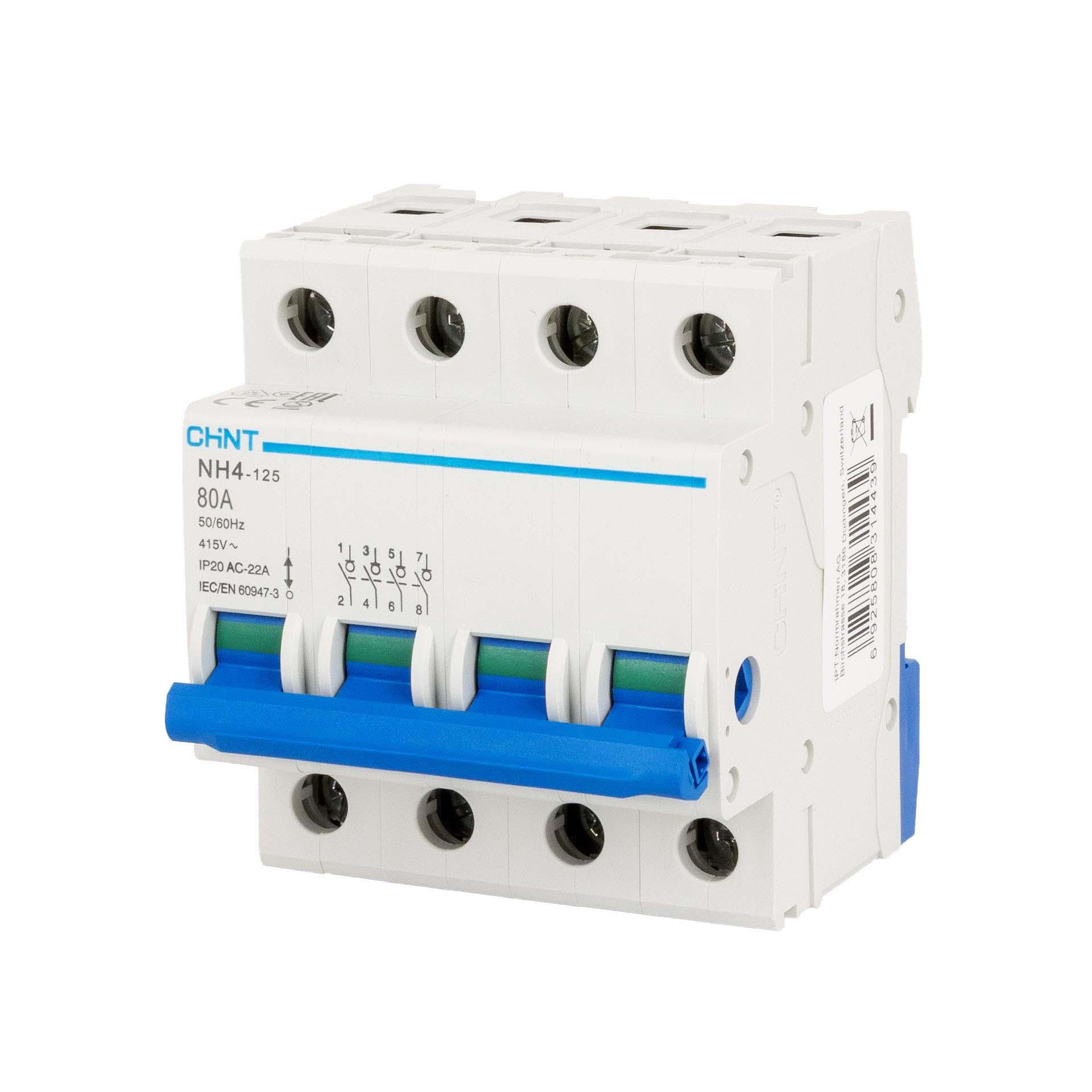 Chint Lasttrennschalter (Switch Disconnector) - REG, 4-polig, 80A, NH00, Typ NH4-125
