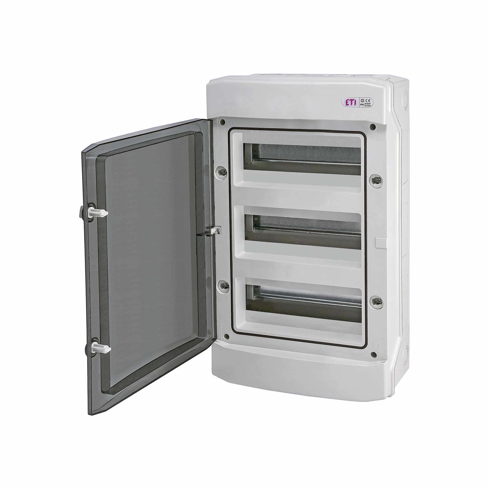 Surface-mounted distribution board "ECH" with transparent door, IP65, 3x12 module (36M)