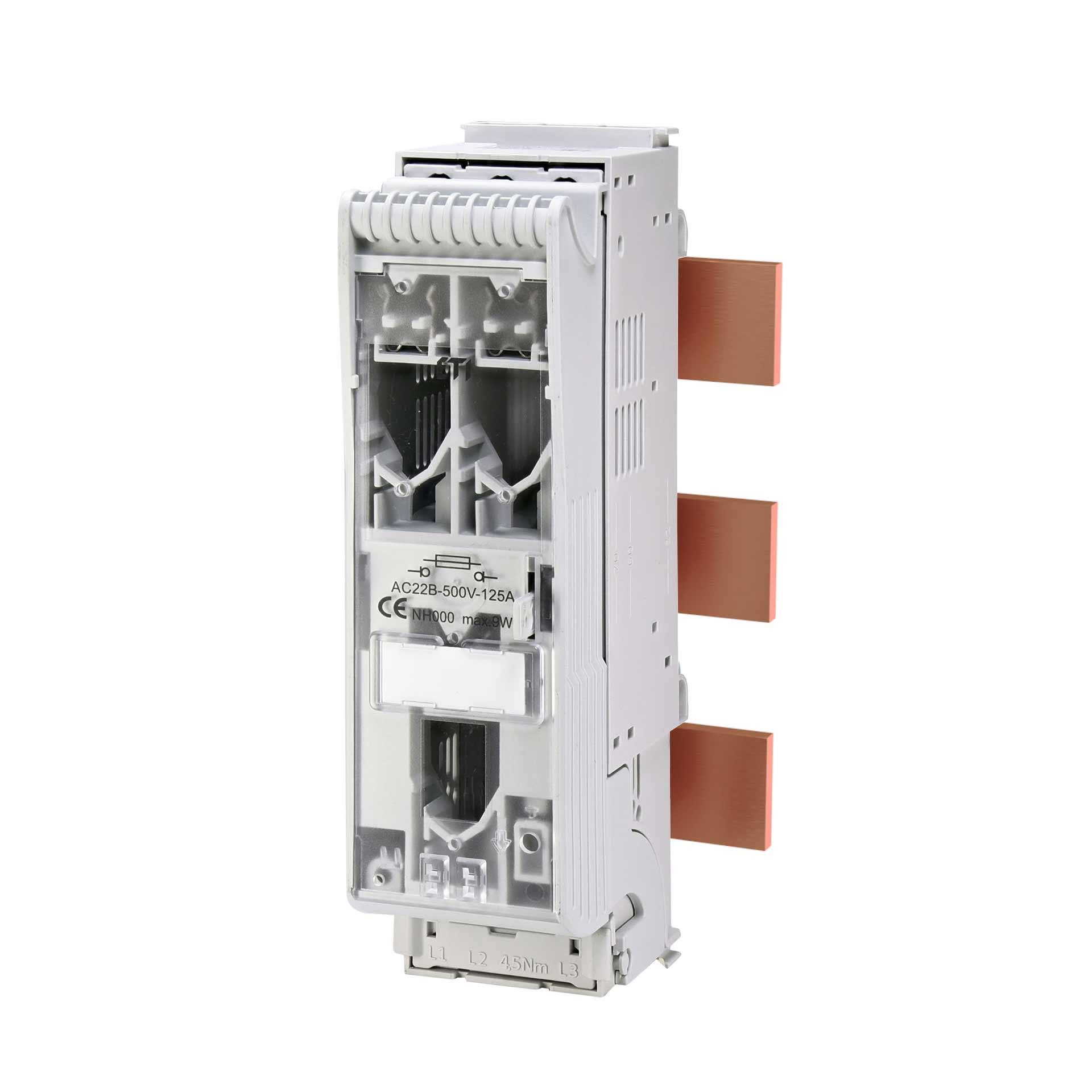 NH-Sicherungslasttrennschalter Gr.000, 3P, Max. 125A, KVL-B-000 F50 AO (Sammelschienensystem) NH-Sicherungslasttrennschalter Gr.000, 3P, Max. 125A, KVL-B-000 F50 AO (Sammelschienensystem)