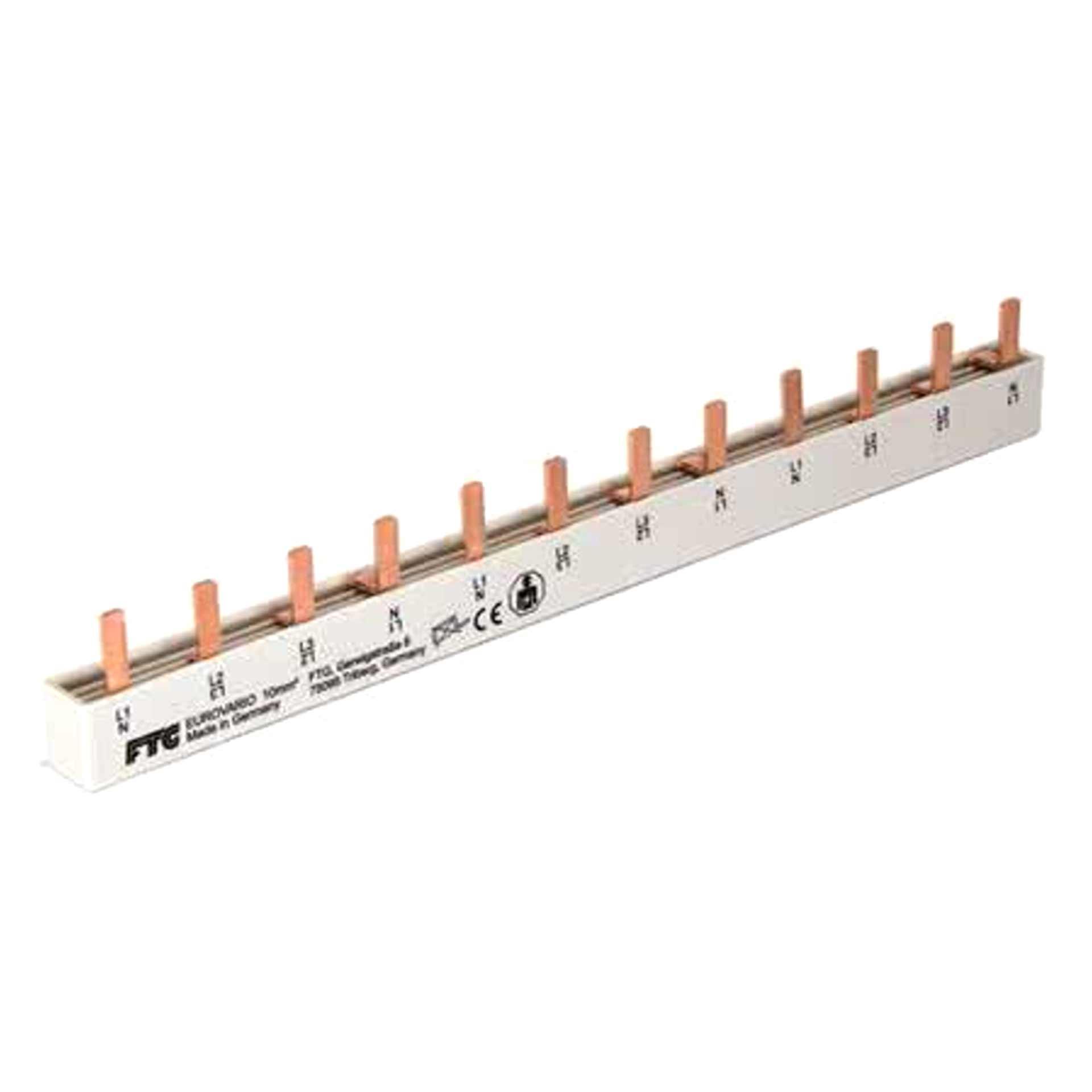 Insulated pin phase busbar 10 mm², 63A, (3 x 3PN - 4 MOD) P-P= 17.8 mm 