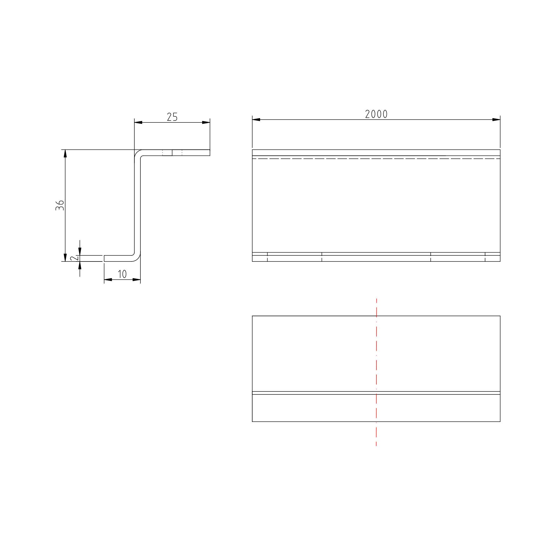 Profil en Z 10*36*25*2000mm