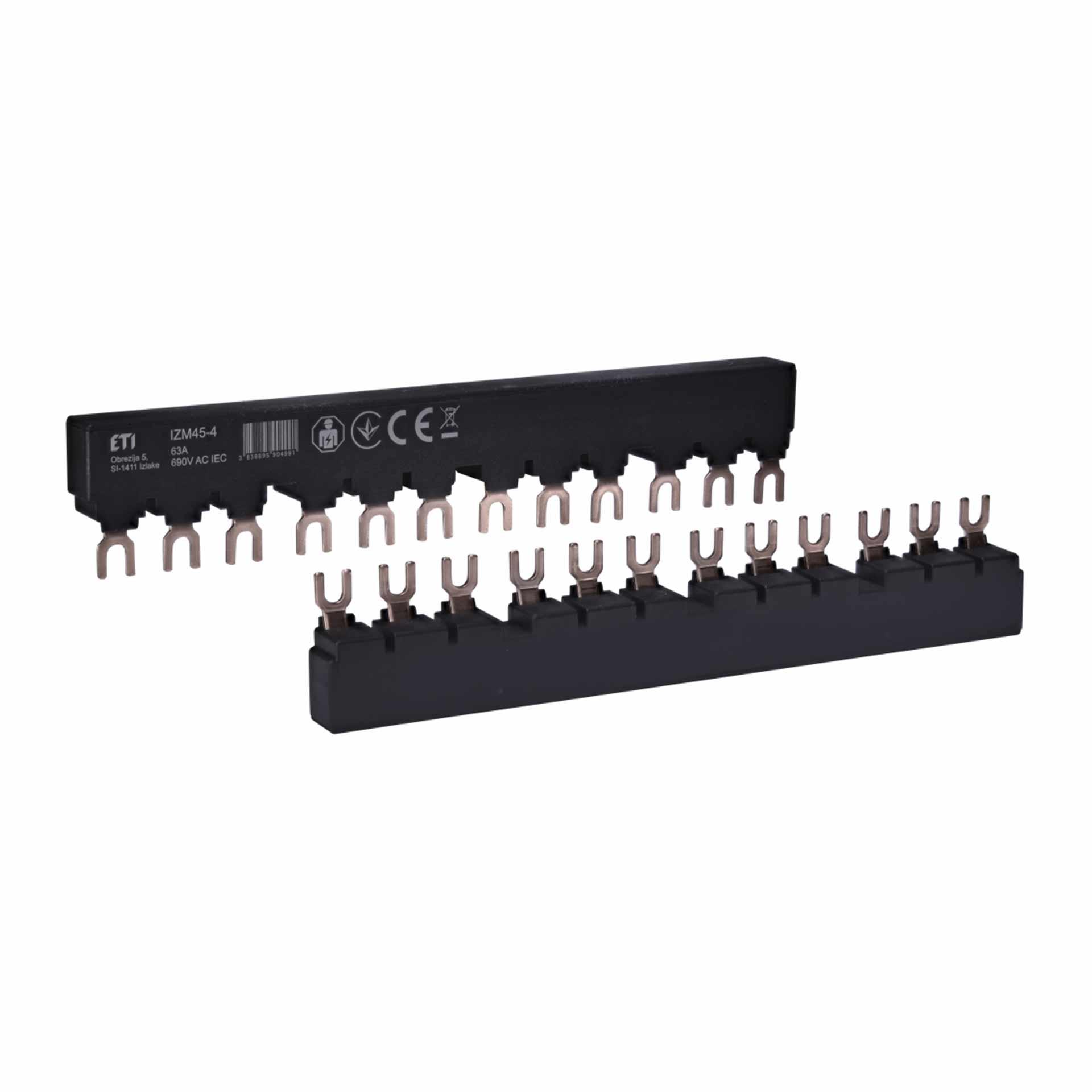 Peigne isolé 10 mm², 63A, pour disjoncteurs moteurs - MPCB, MPE25, MSPO, MS25, IZM54-2