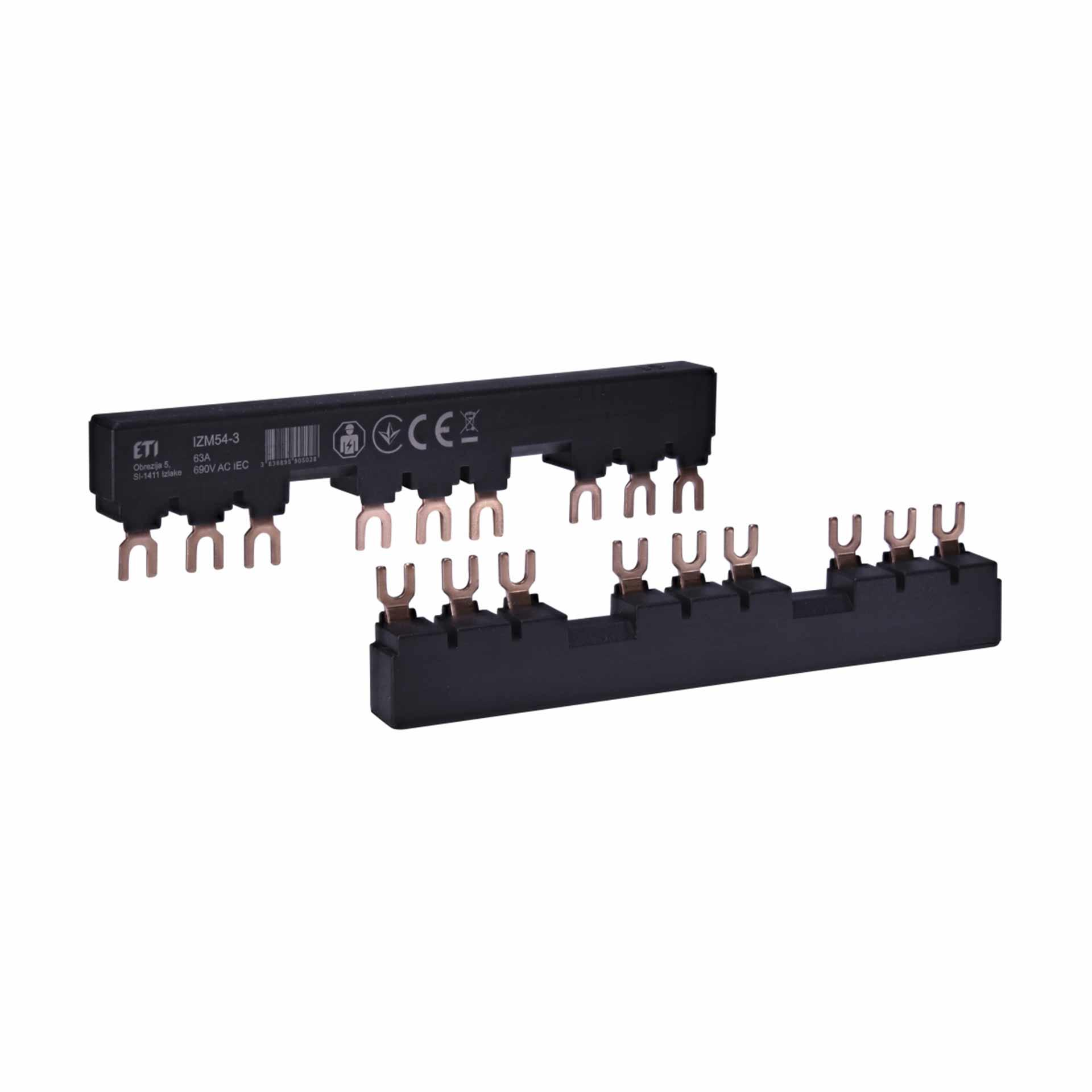 Peigne isolé 10 mm², 63A, pour disjoncteurs moteurs - MPCB, MPE25, MSPO, MS25, IZM54-3