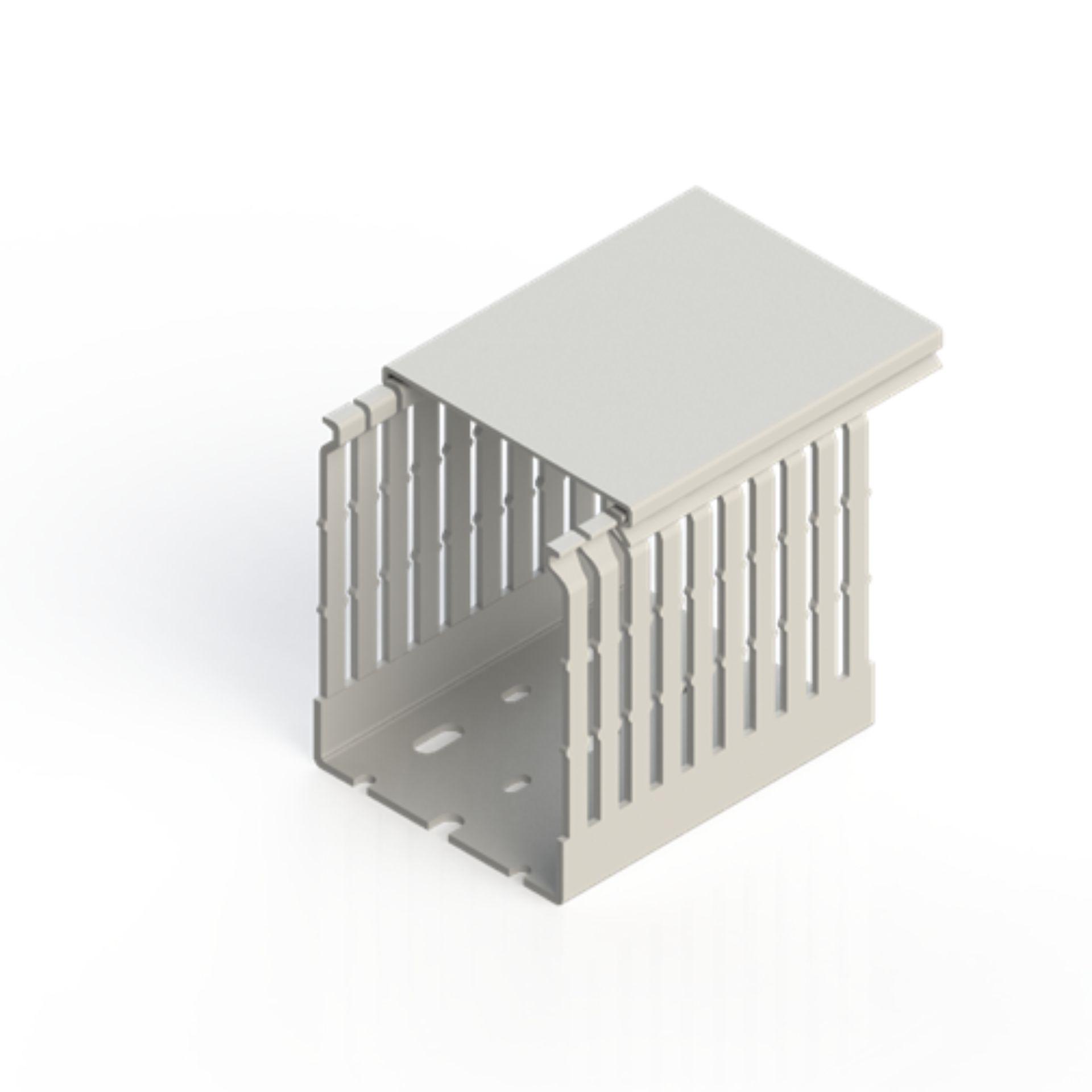 Kabelkanal halogenfrei lichtgrau (VK-GN) / 80x100mm (BxH) – Stegabstand 5 mm (Neu)