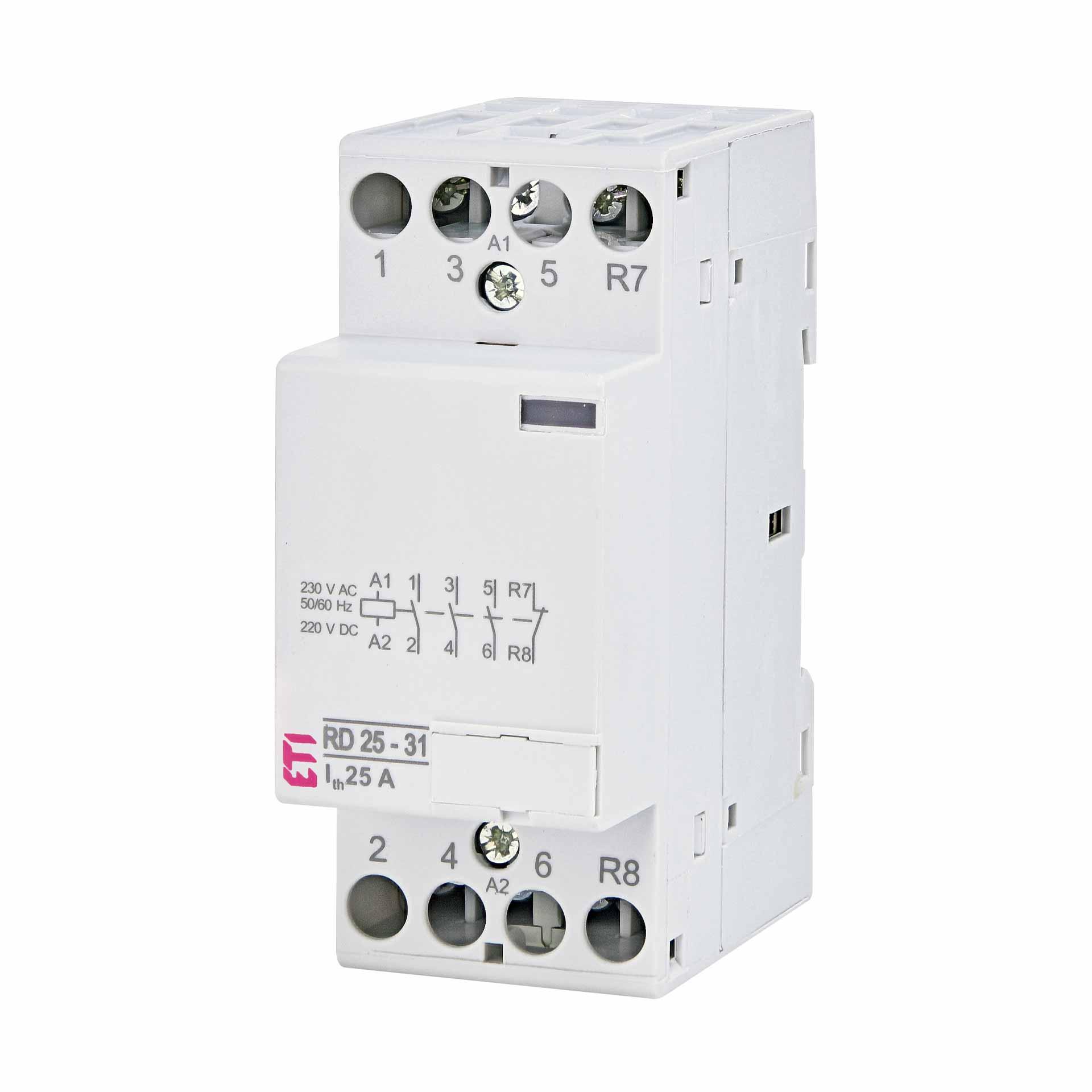 Contattore di installazione a 4 poli, 25A, (AC1, 400V), RD25-31 230V AC/DC