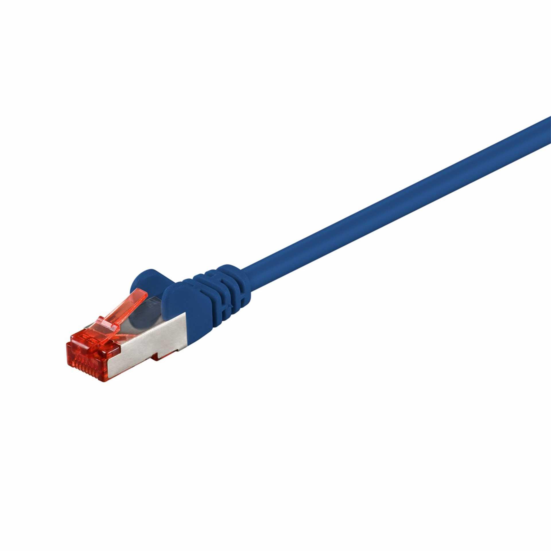 CAT 6 patch cable, S/FTP (PiMF), 500mm, LSZH halogen-free, blue