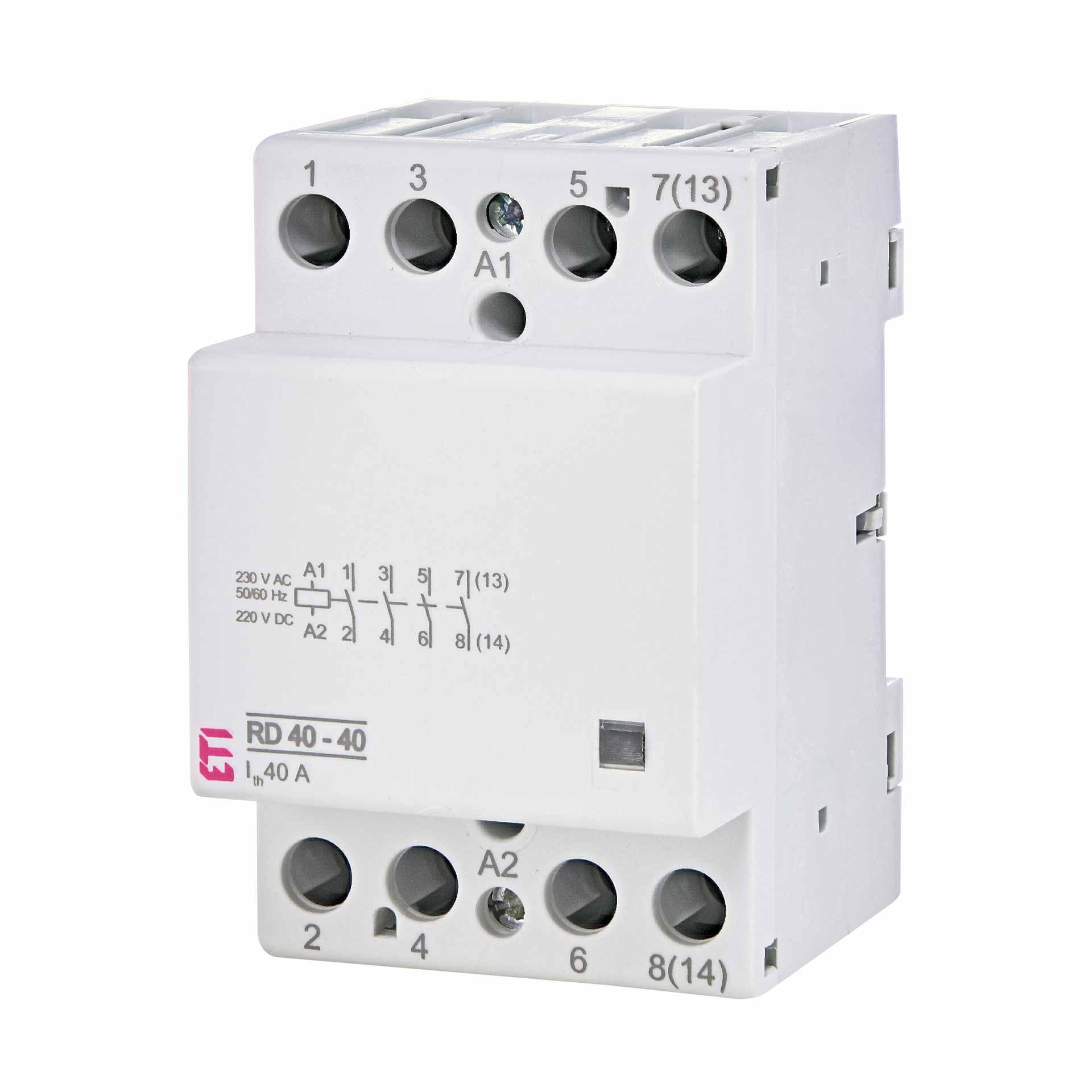 Contattore di installazione a 4 poli, 40A (AC1, 400V), RD40-40 230V AC/DC