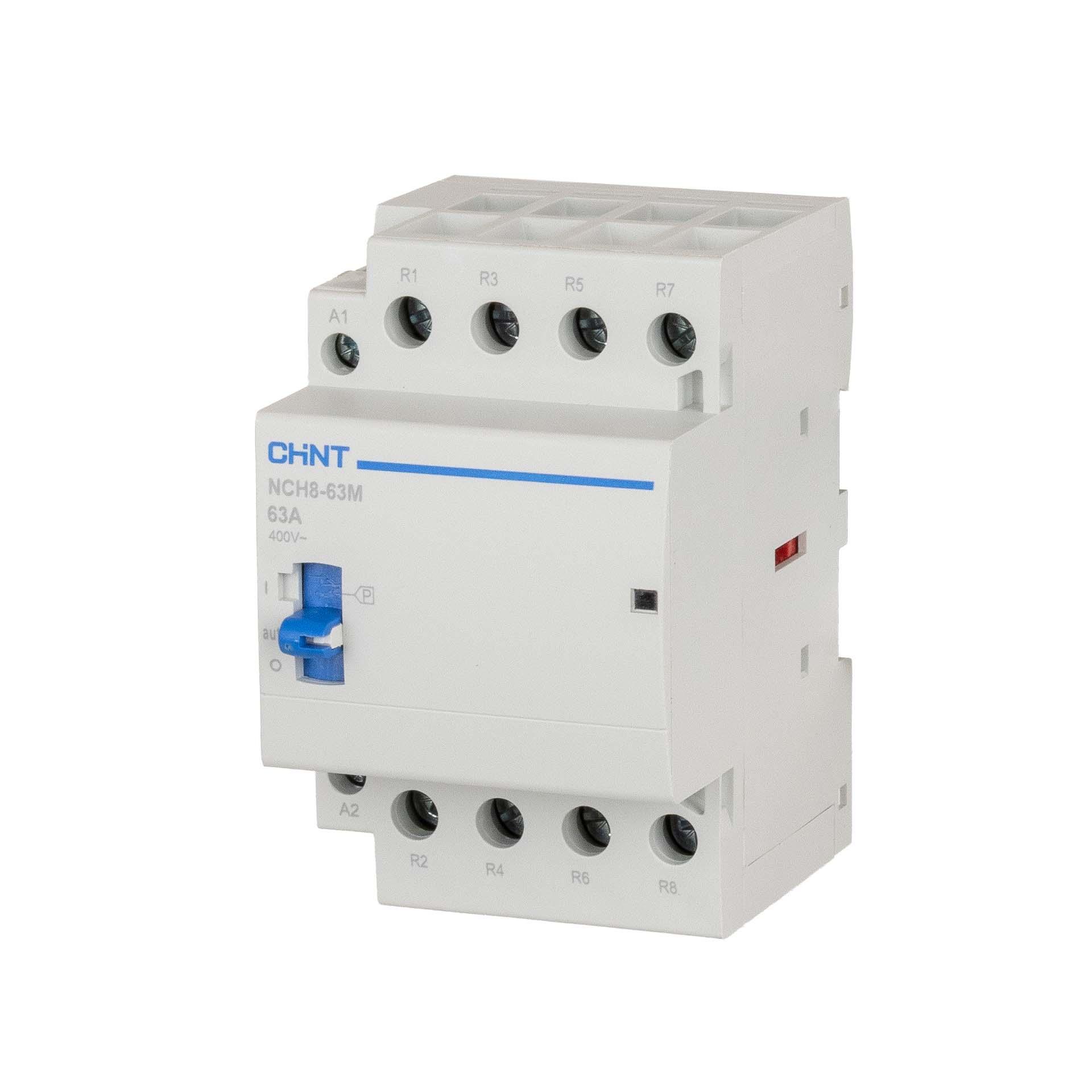 CHINT Installationsschütz manuell, 4-polig, 63A (AC-1 400V), AC 220–240V, 4 Öffner