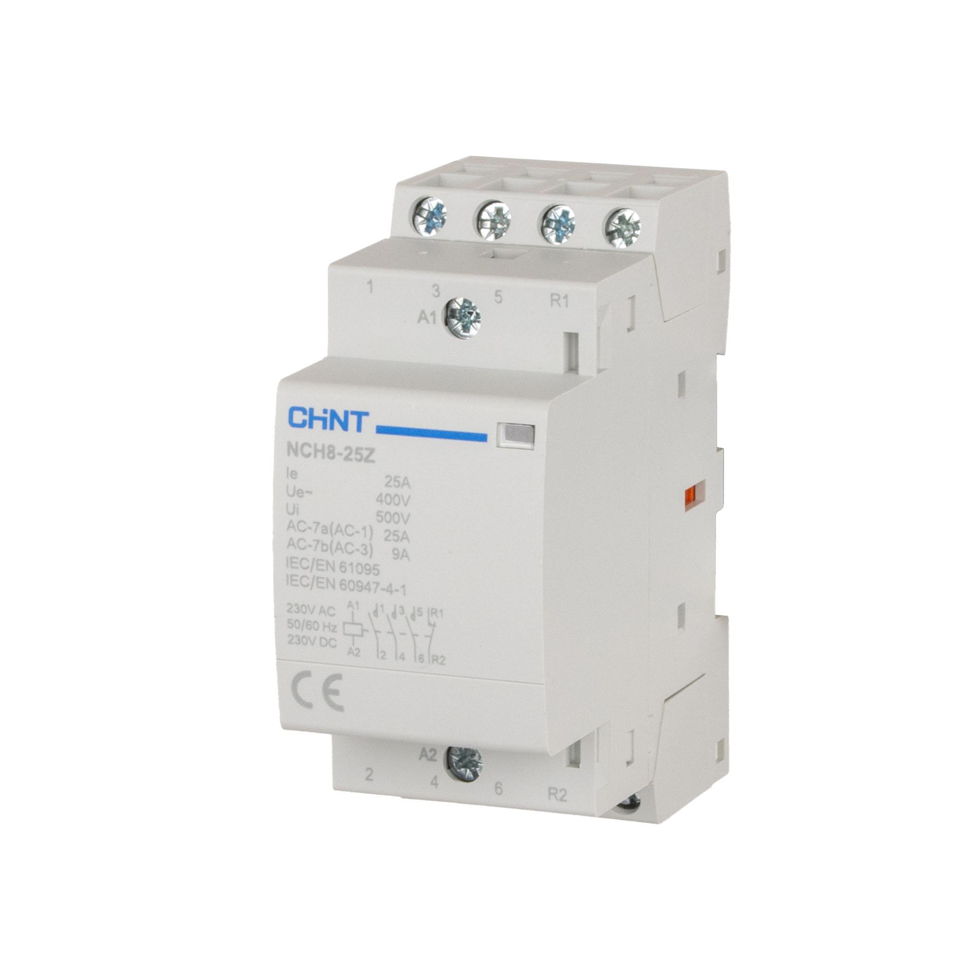 Chint Installationsschütz, 4-polig, 25A (AC-1 400V), AC/DC 230V, 3 Schliesser + 1 Öffner