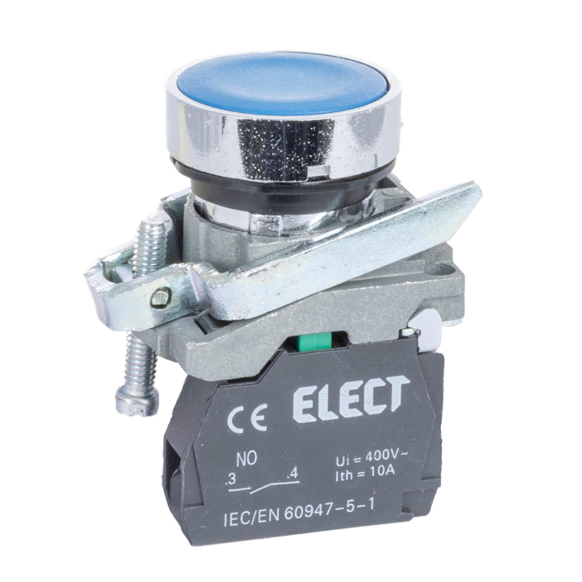 Drucktaster blau, flach, 1NO, Ø 22.5mm