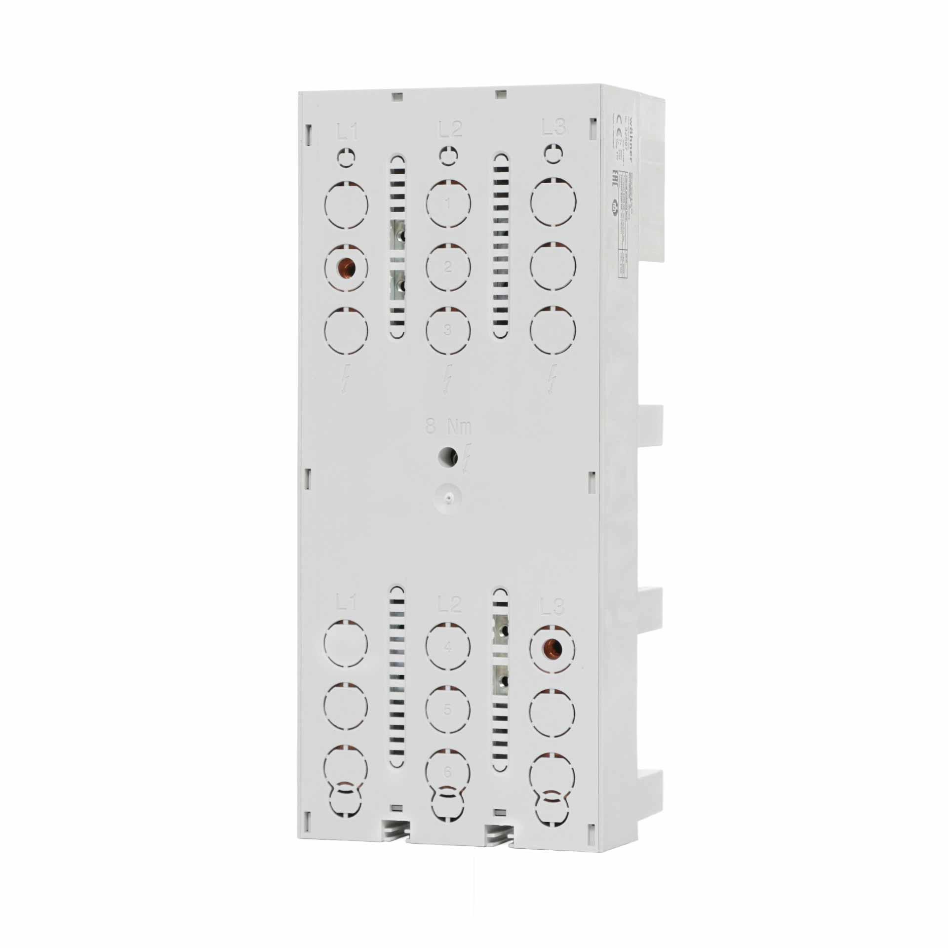 3P adaptateur pour jeux de barres 210A, raccordement à vis M6 en haut ou en bas, 105x240mm, S250-NE