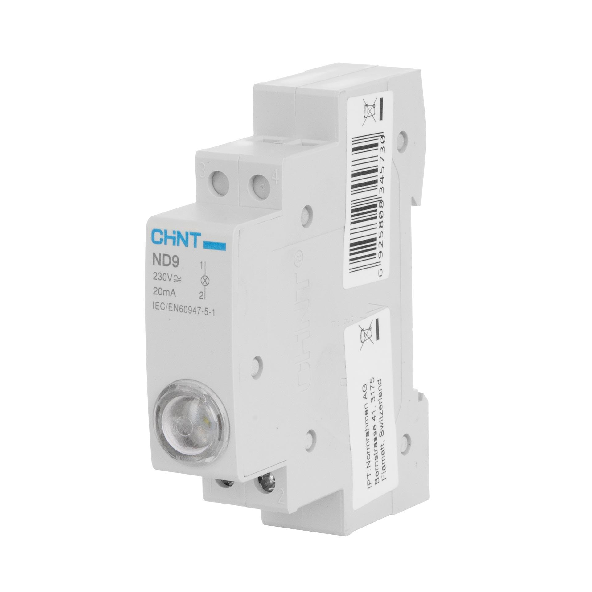 Lampada di segnalazione Chint REG (LED), 1 modulo, 230V AC/DC, bianco, IP20, tipo ND9-1