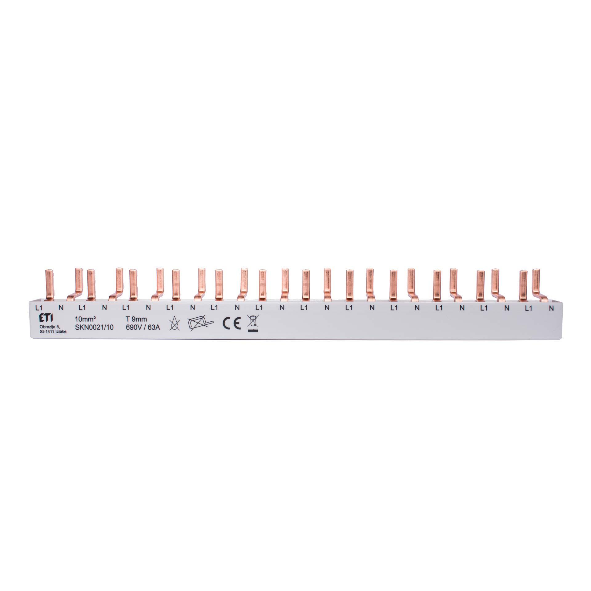 Barra di fase isolata 10mm2, 63A (12x1PN-1MOD)