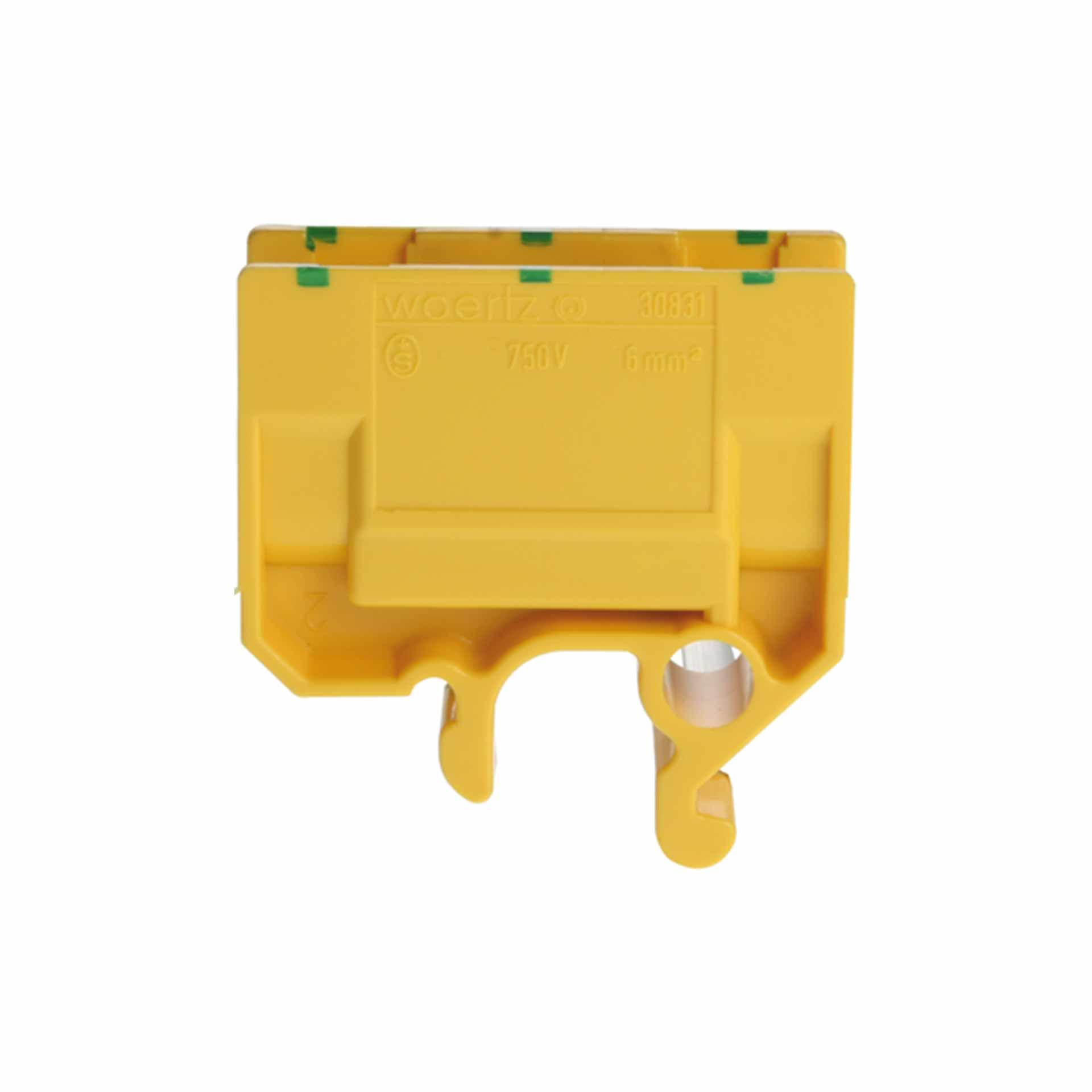 Junction terminal DIN32 6mm², 2-conductor, green-yellow