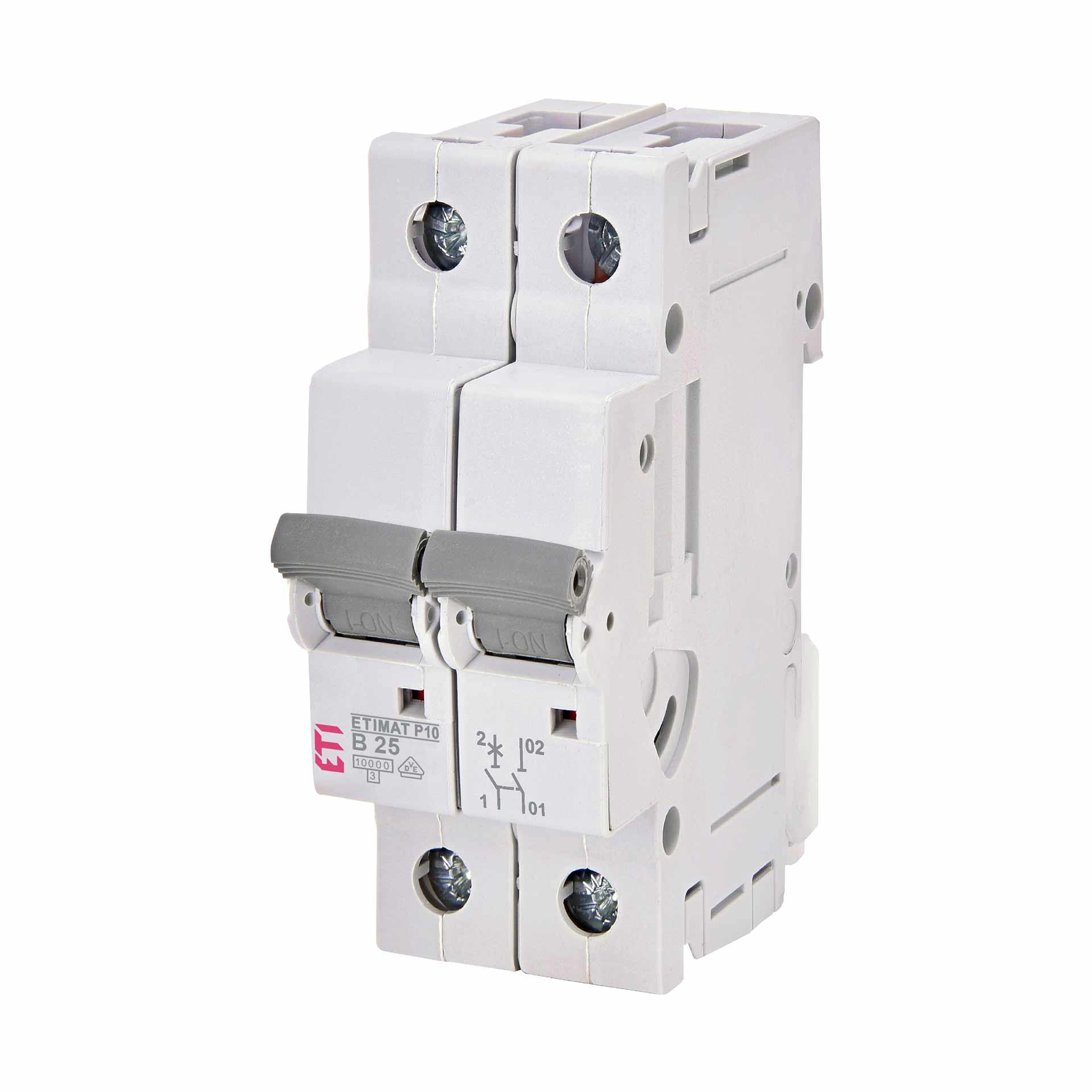 Disjoncteur, ETIMAT P10, 1 pôle+N, caractéristique B / 25A,, 10kA Disjoncteur, ETIMAT P10, 1 pôle+N, caractéristique B / 25A,, 10kA