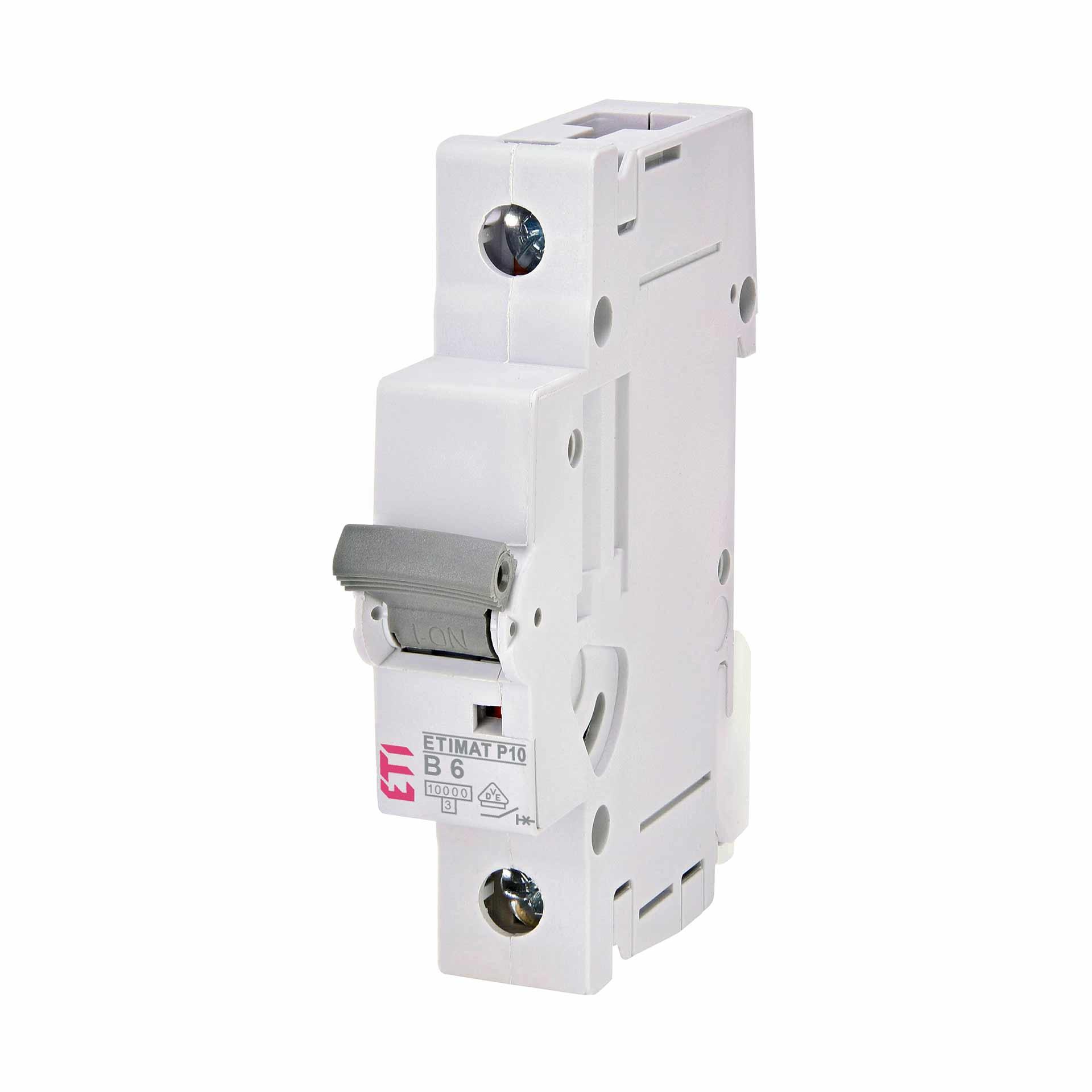 Disjoncteur, ETIMAT P10, 1 pôle, caractéristique B / 6A, 10kA Disjoncteur, ETIMAT P10, 1 pôle, caractéristique B / 6A, 10kA