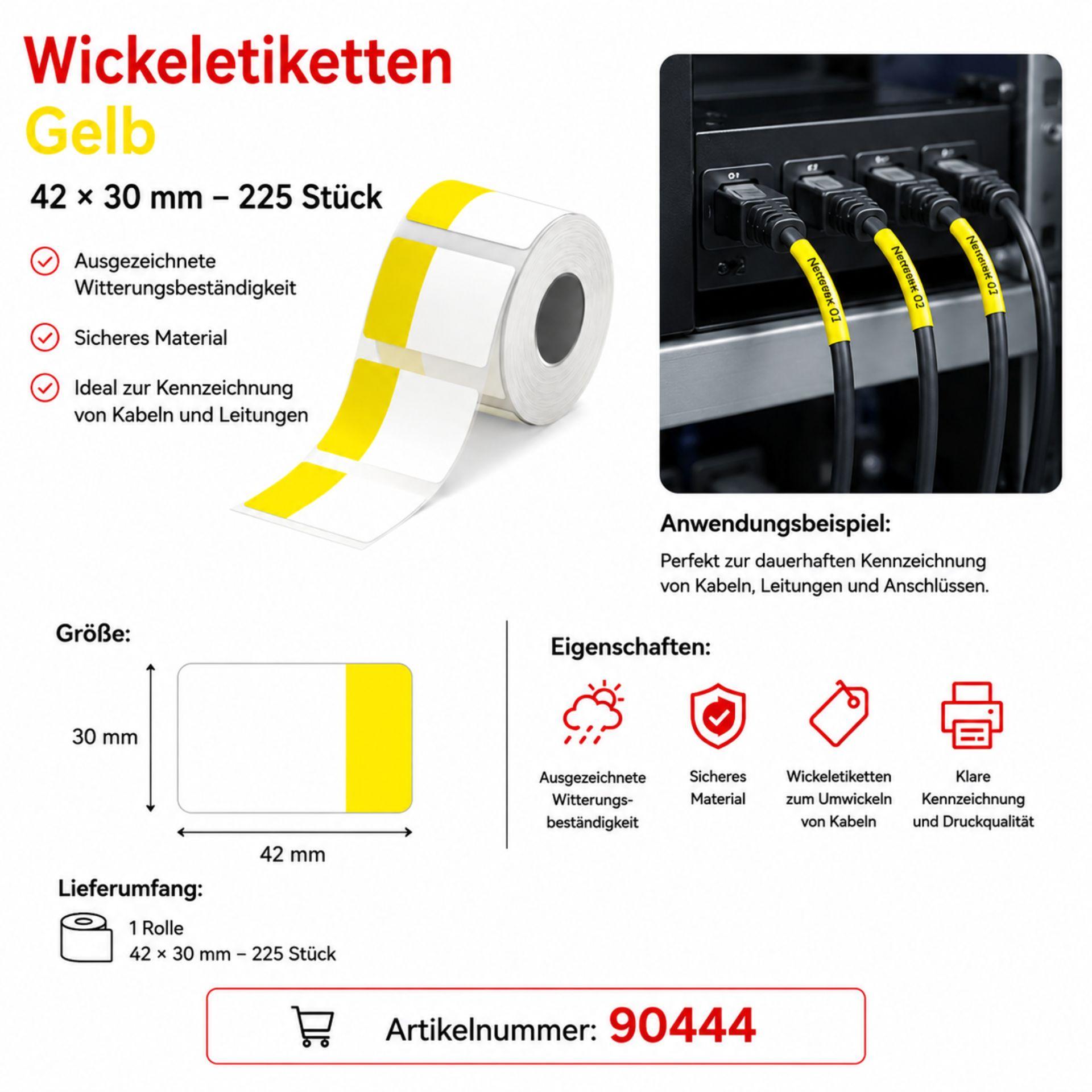 Étiquettes enroulables NIIMBOT M3 PT42x30 jaune transparent, 1 rouleau = 225 pièces