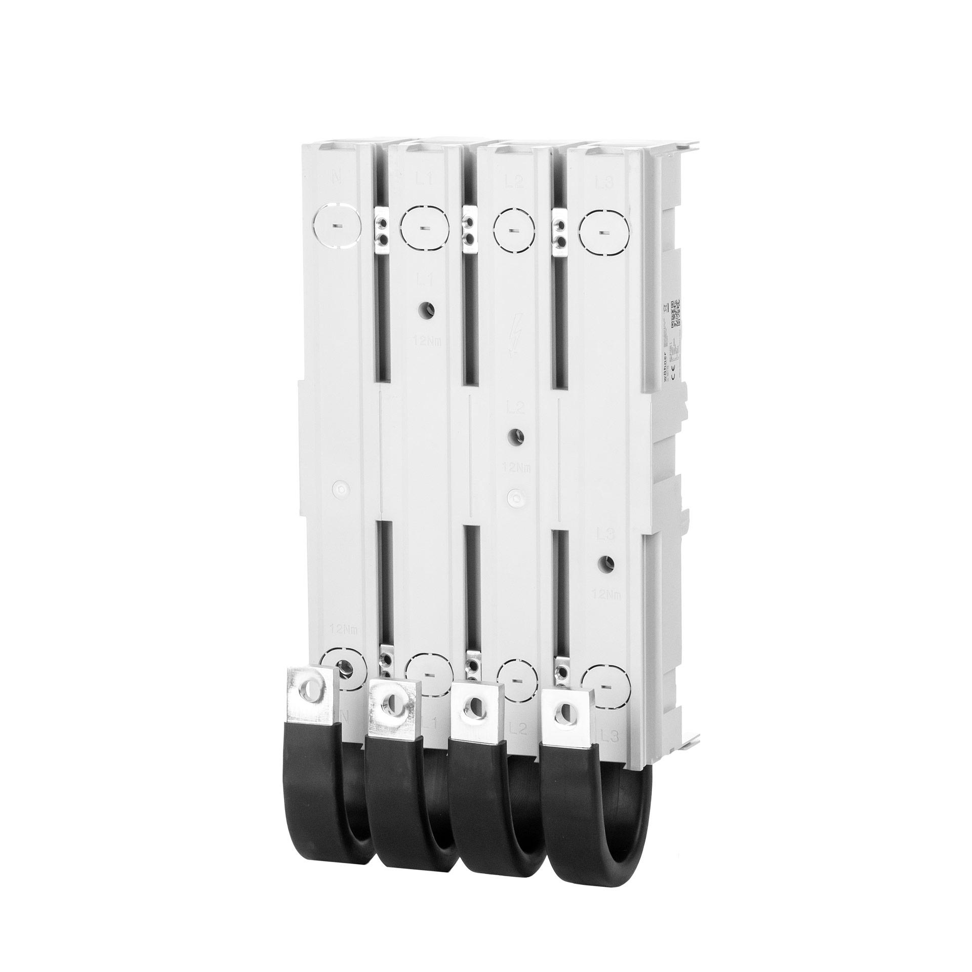 4P Adaptateur pour jeux de barres 560A,cuivre laminé, Connexion en bas, N gauche, 187x350mm