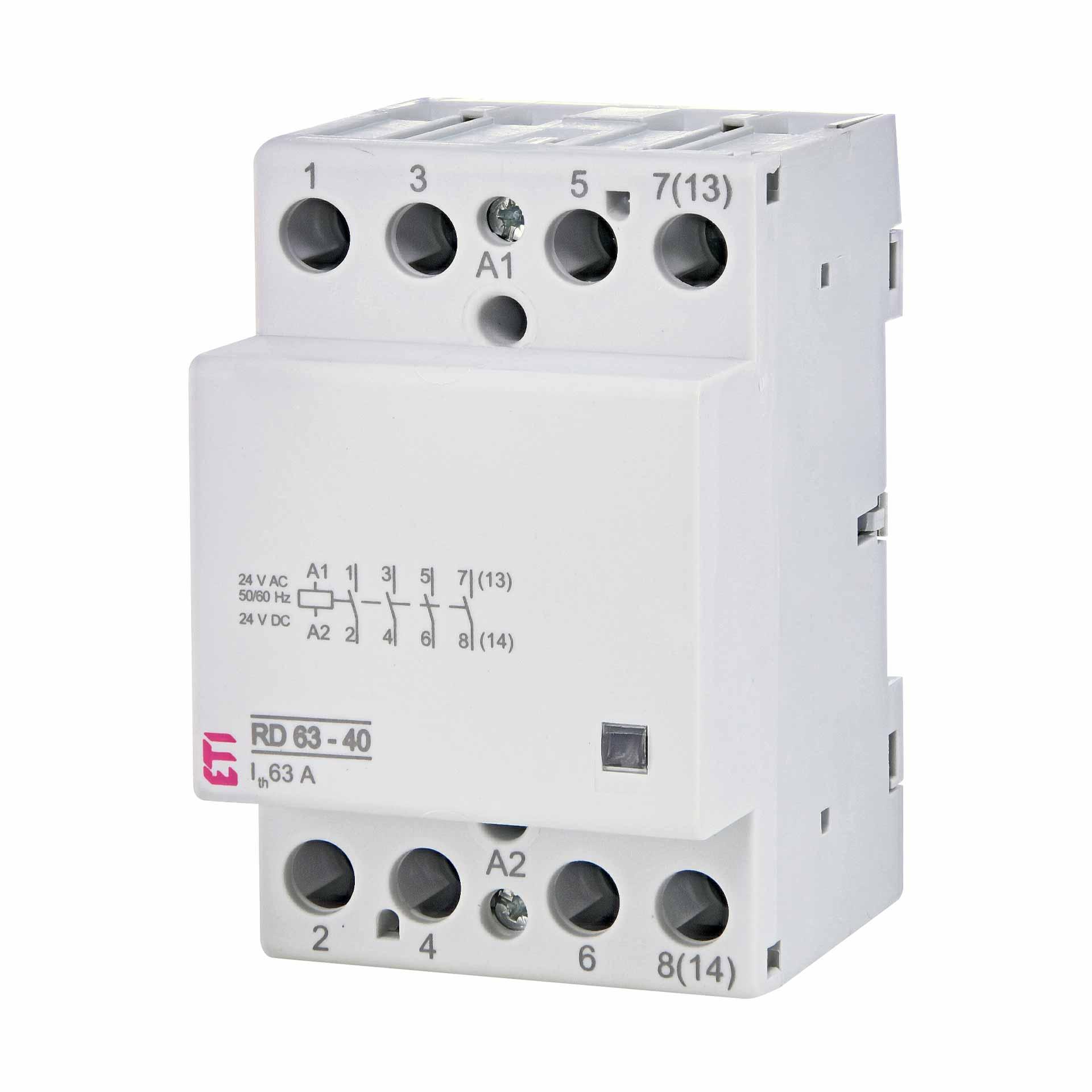 Installation contactor 4-pole, 63A (AC1, 400V), RD63-40 24V AC/DC