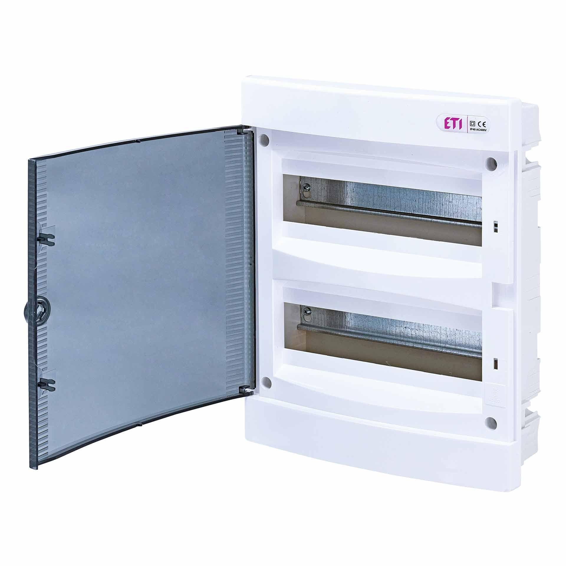 Unterputzverteiler mit transparenter Tür "ECM-24-PT", IP40, 2x12 Modul (24M)