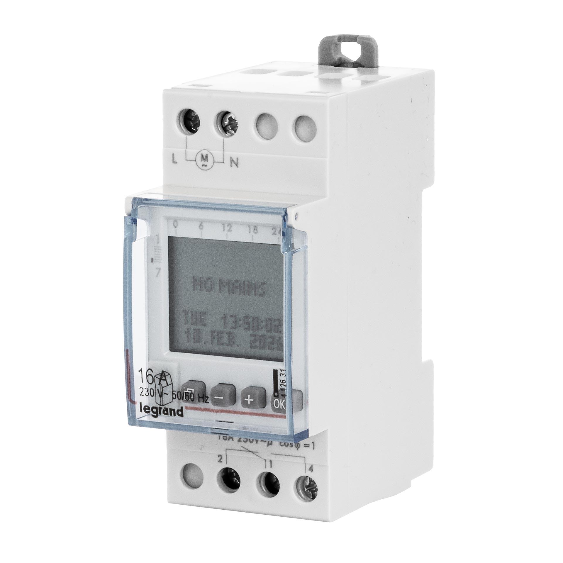 Inter horaire programmable digital - auto - multifonction -1 sortie 16A - 250V~