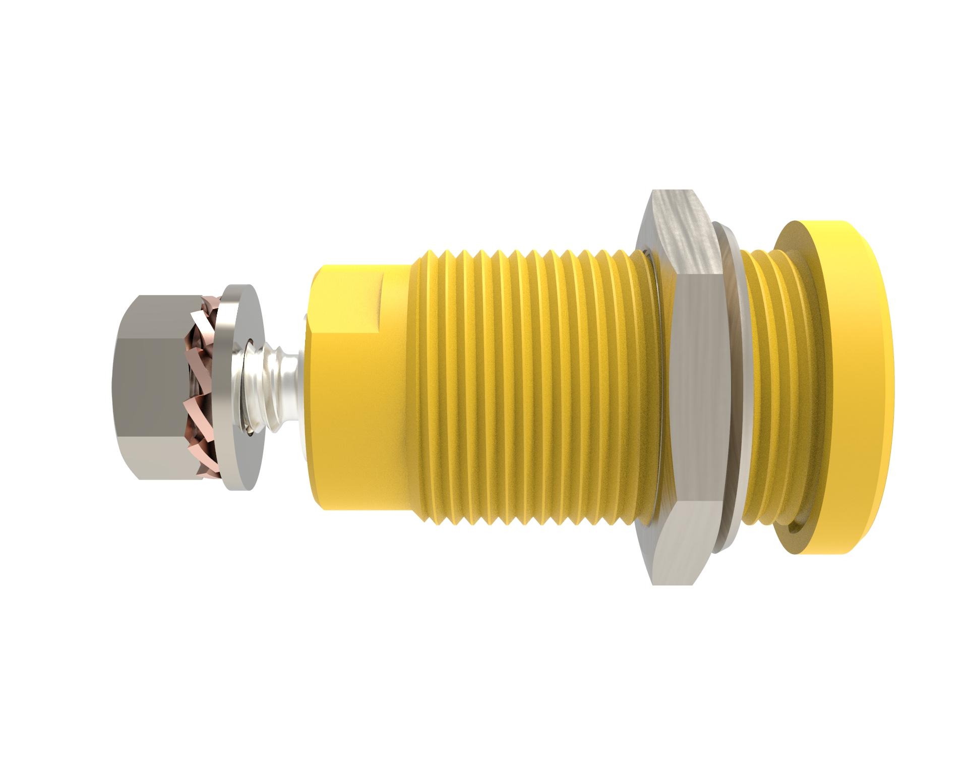 Presa di sicurezza da incasso ø 4 mm, attacco a vite, giallo, contatti nichelati