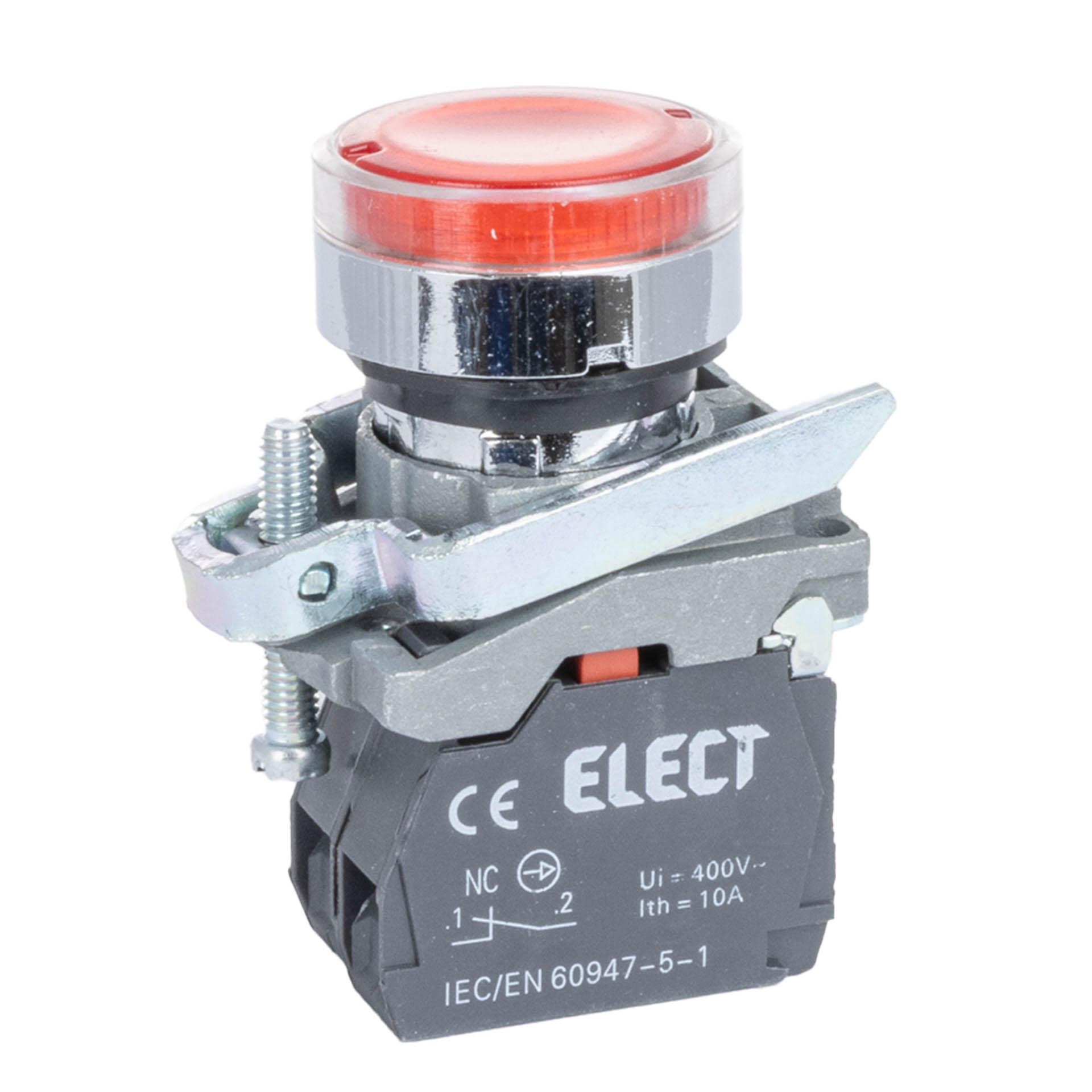 Leuchtdrucktaster rot, 24VAC/DC, 1NC, Ø 22.5mm