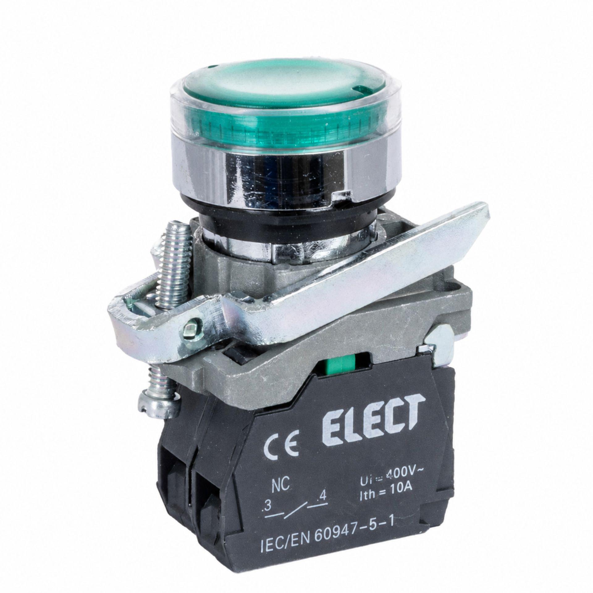 Leuchtdrucktaster grün, 24 VAC/DC, 1NC, Ø 22.5 mm, komplett